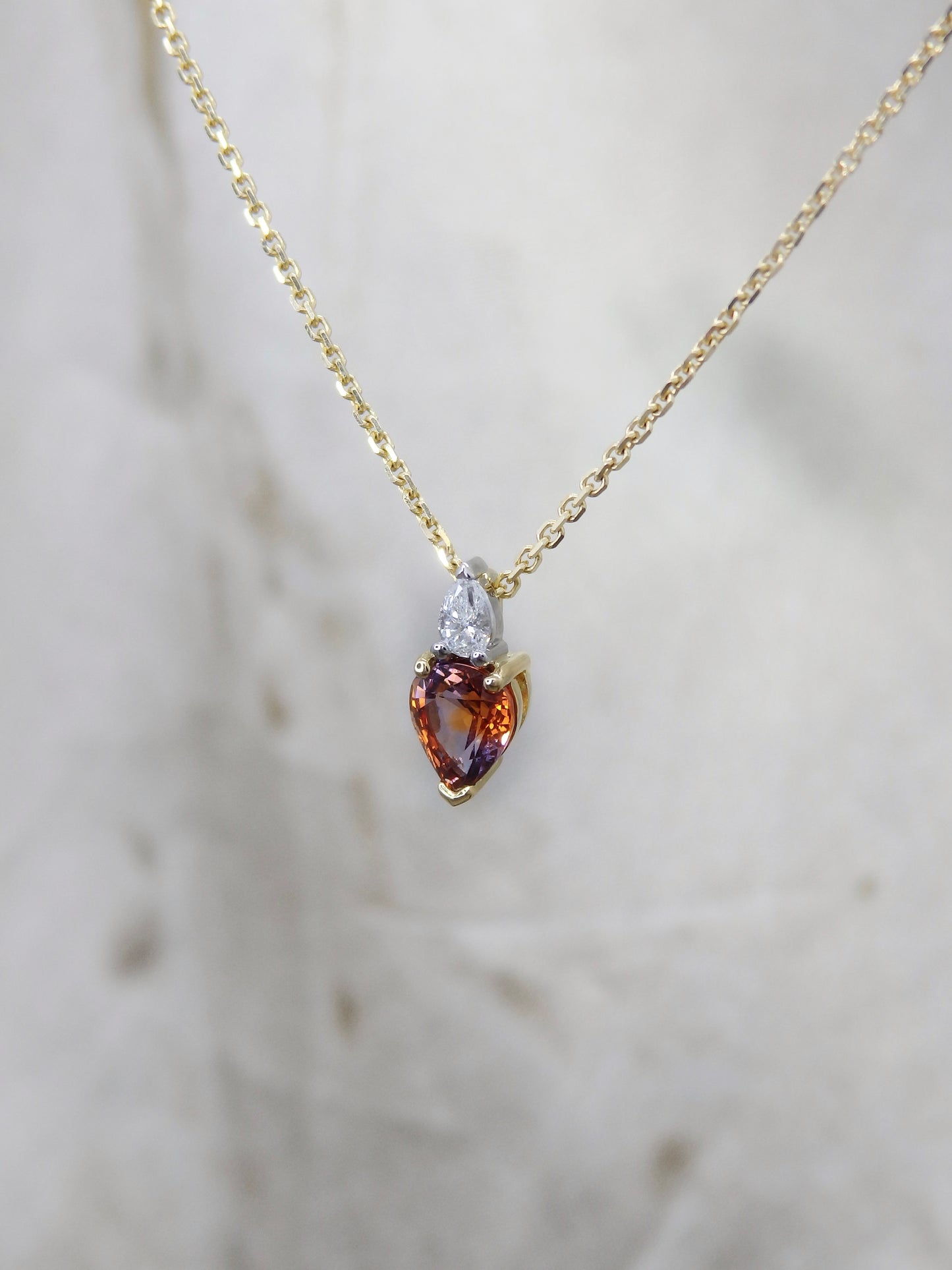 Orange/Purple Parti Sapphire & Diamond Duet Pendant