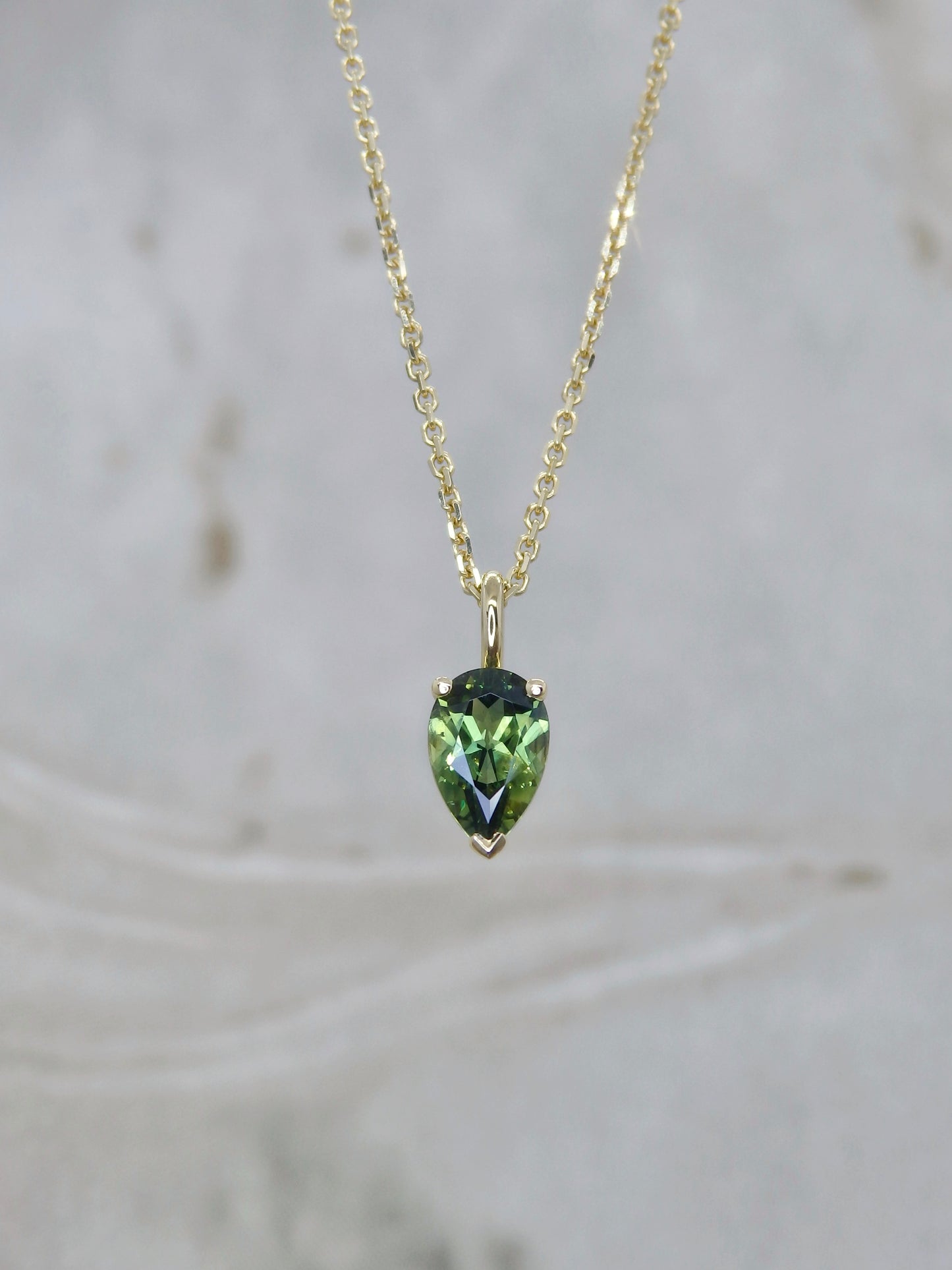 Green Pear Sapphire Pendant