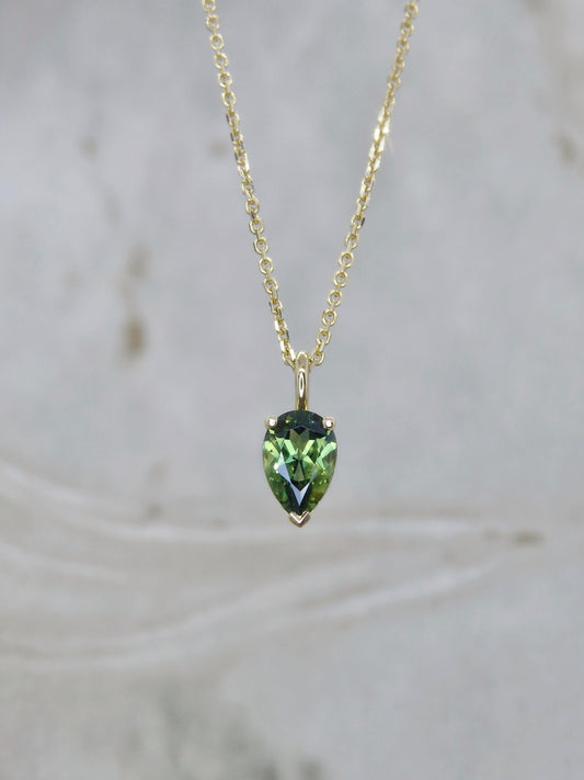 Green Pear Sapphire Pendant