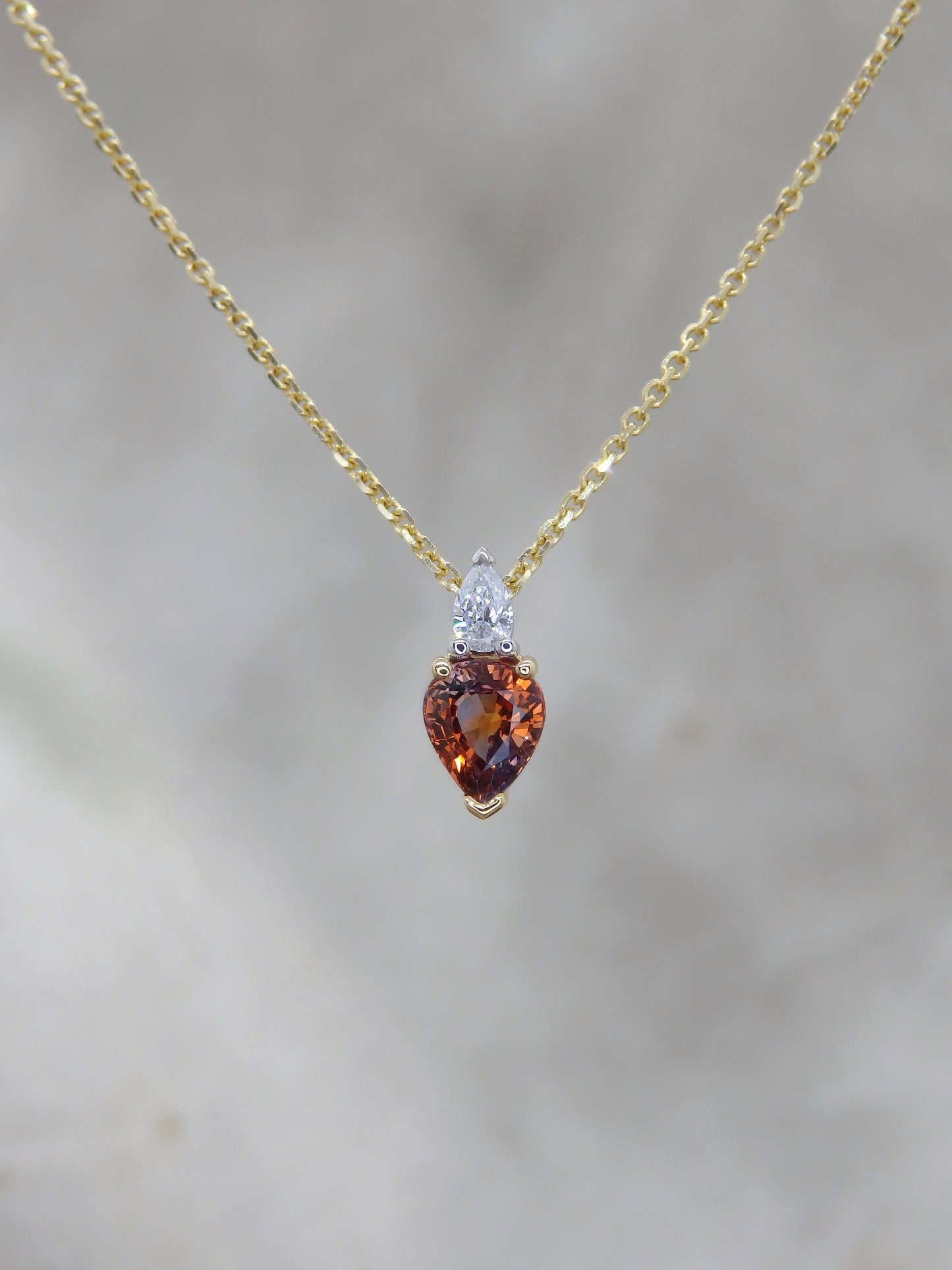 Orange/Purple Parti Sapphire & Diamond Duet Pendant
