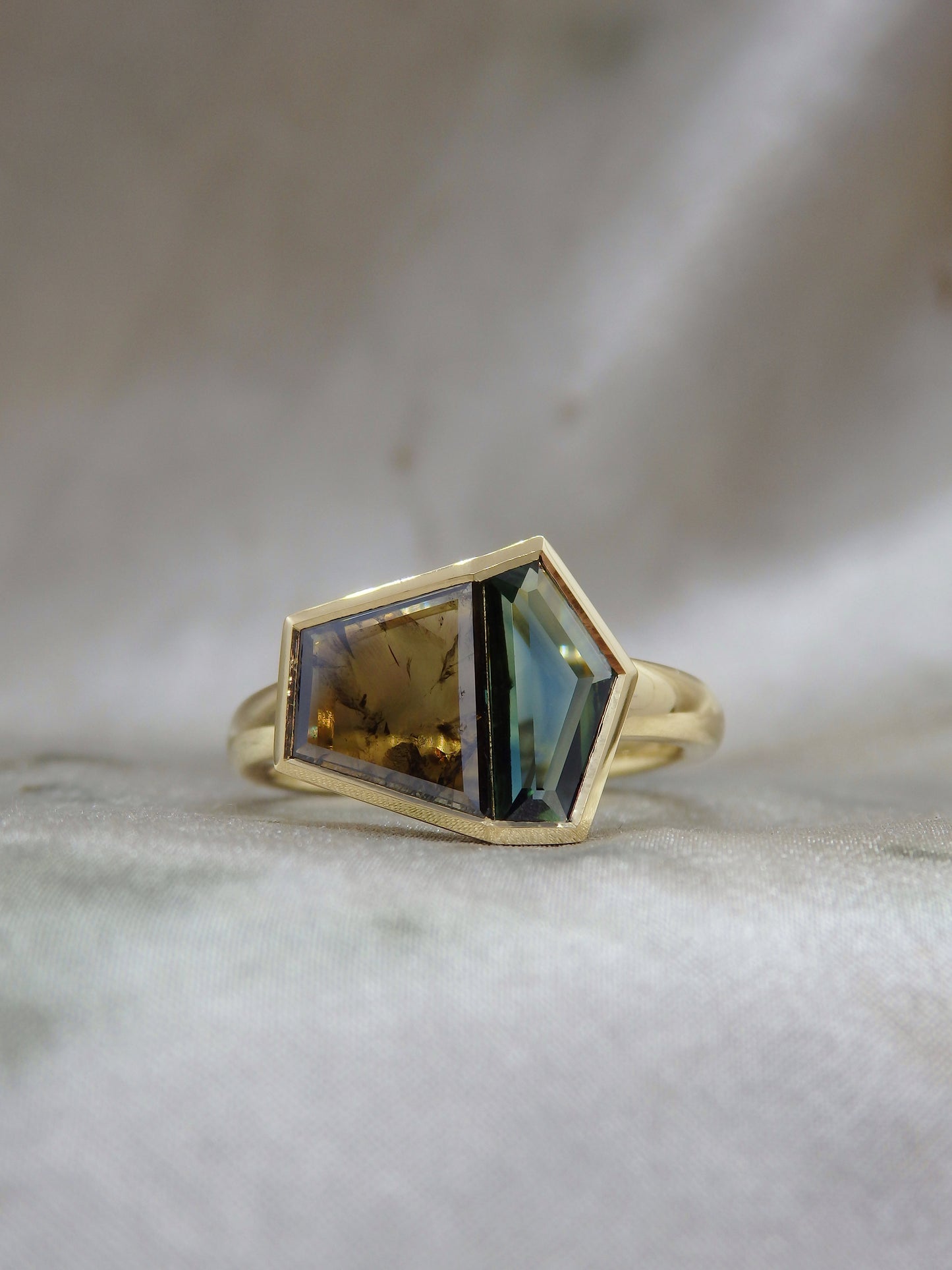 Parched Duet Cognac Diamond & Australian Sapphire Ring