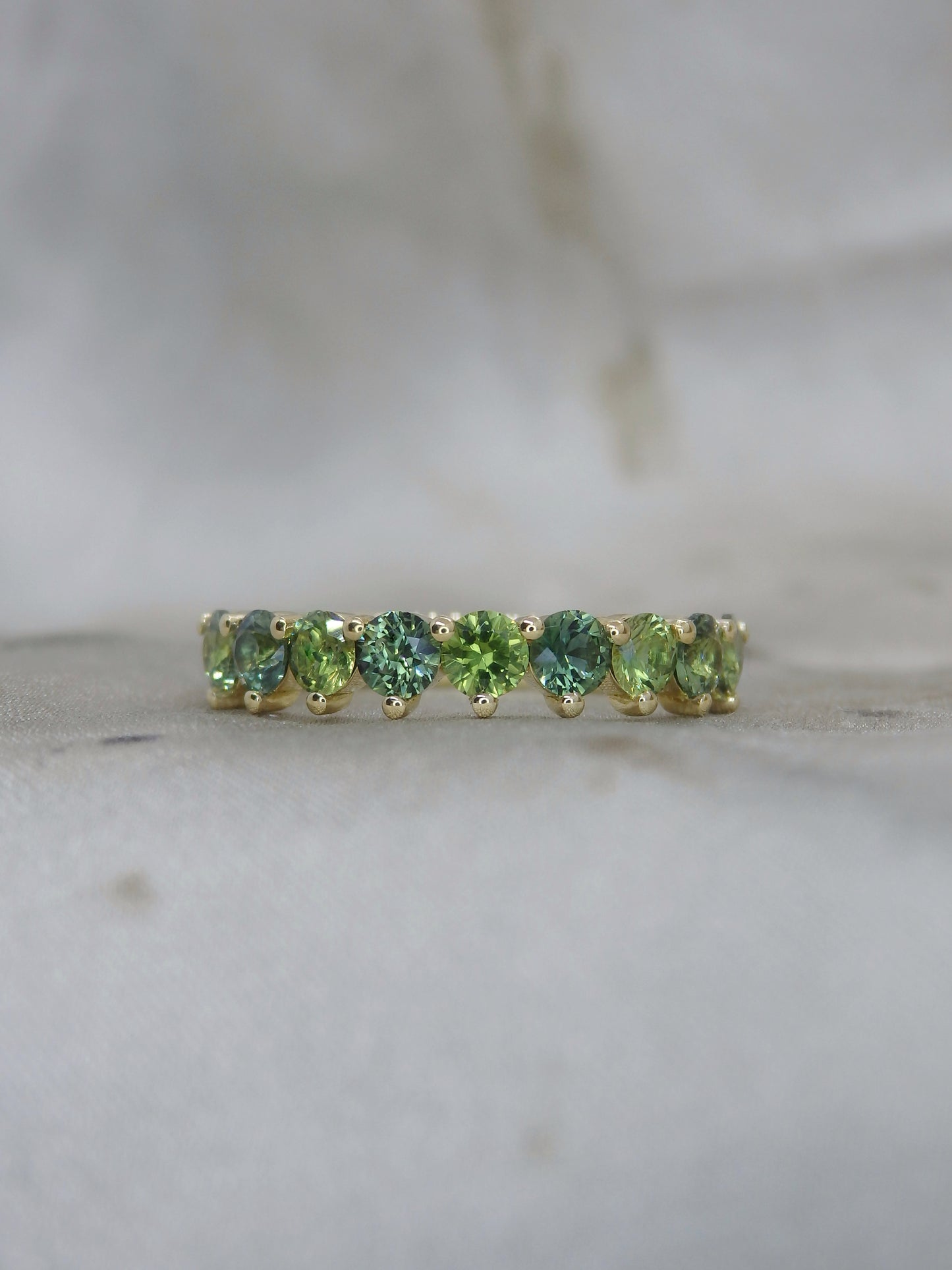 Genevieve Band 3mm Green Sapphires