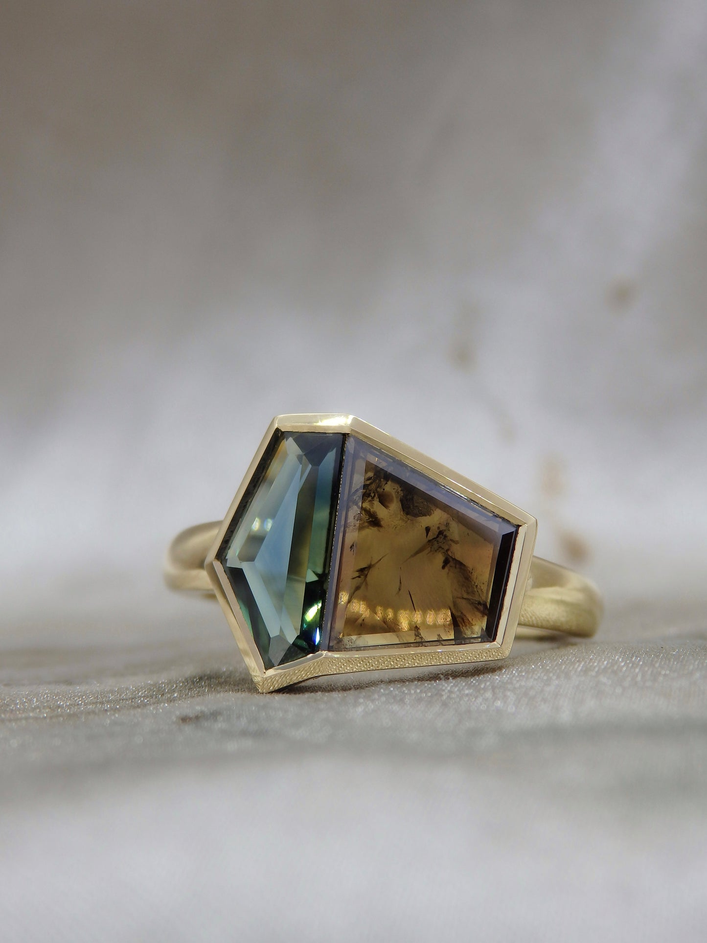 Parched Duet Cognac Diamond & Australian Sapphire Ring