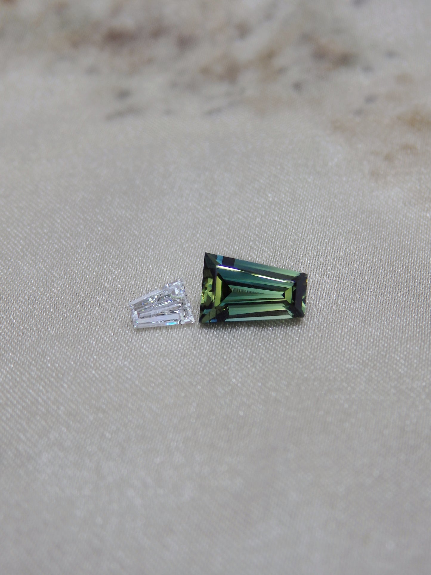 Teal Tapered Baguette Australian Sapphire Duet Ring