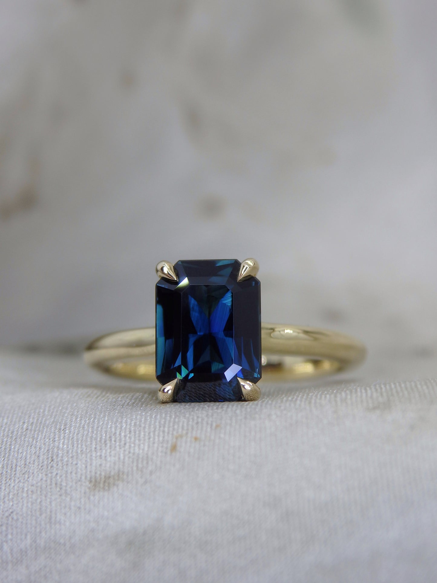 2.09ct Sabel Solitaire - Blue Radiant Cut Australian Sapphire Engagement Ring