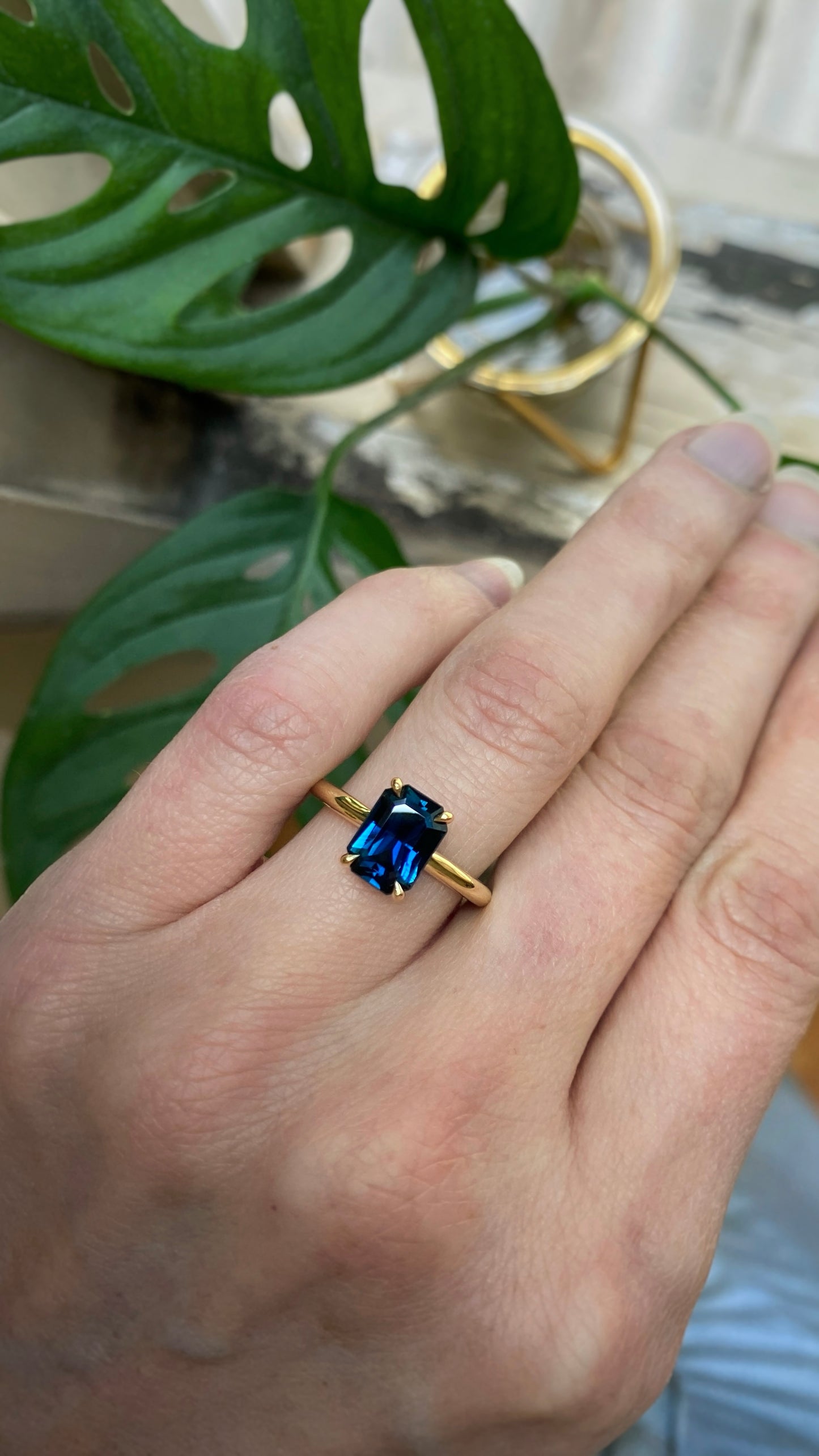 2.09ct Sabel Solitaire - Blue Radiant Cut Australian Sapphire Engagement Ring