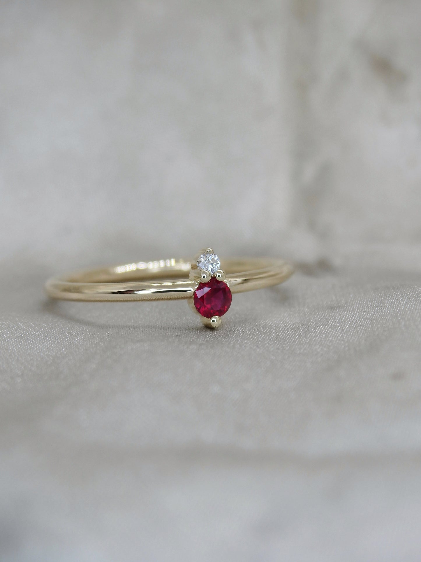 Ruby & Diamond N/S Petite Duet Ring