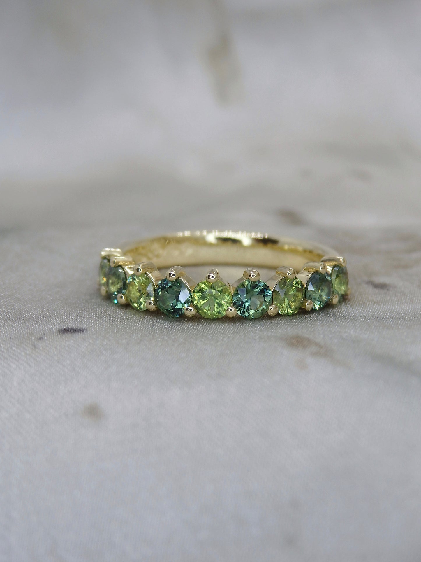 Genevieve Band 3mm Green Sapphires