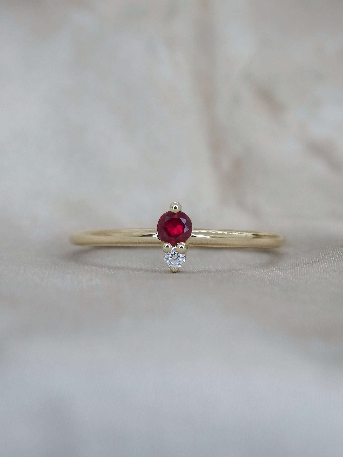 Ruby & Diamond N/S Petite Duet Ring
