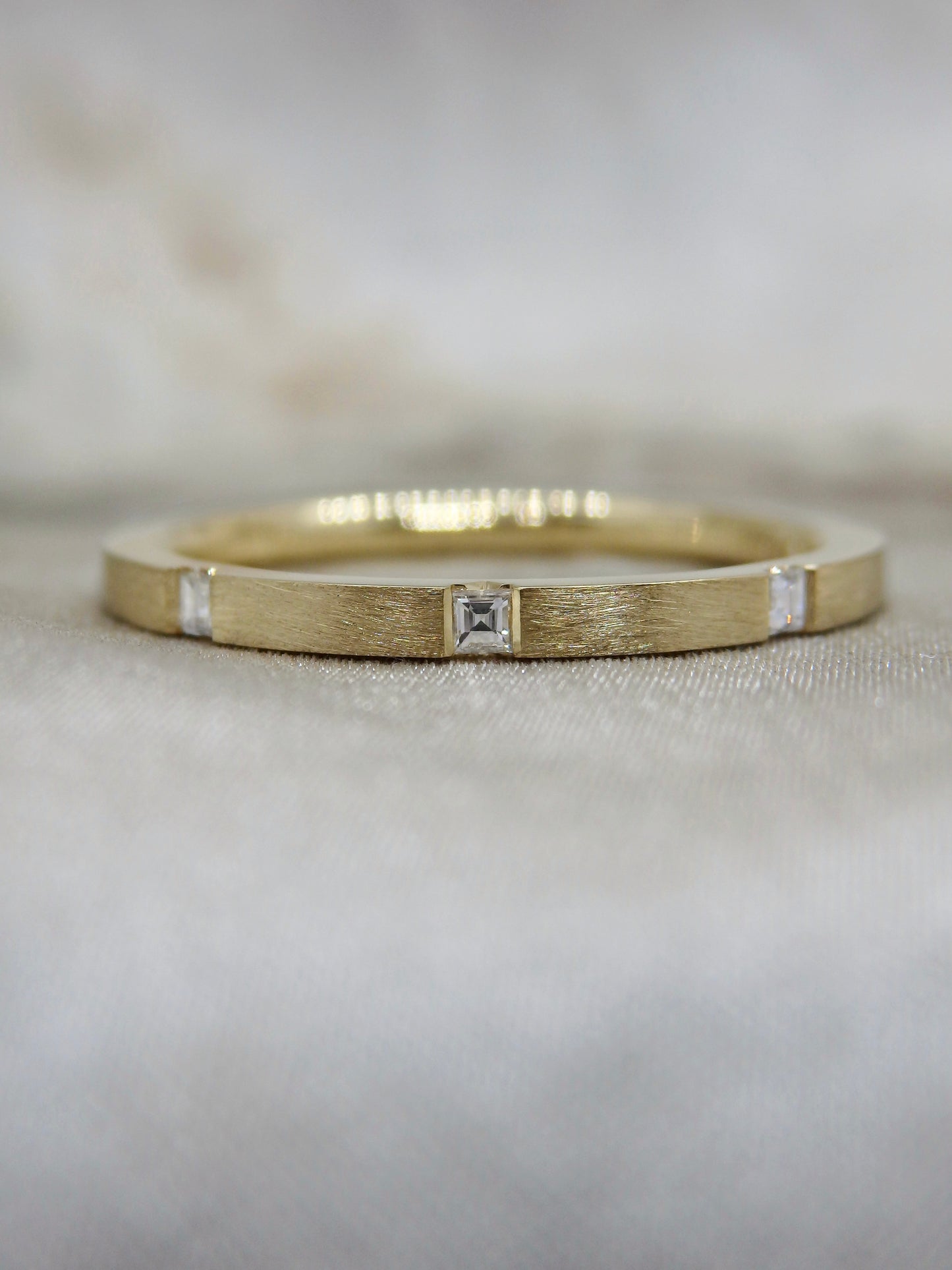 Carre Pillar Diamond Stacker Wedding Band