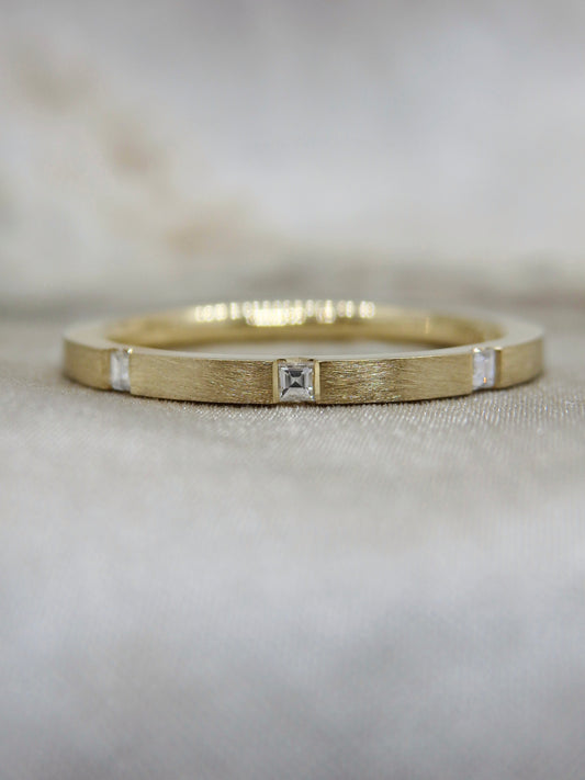 Carre Pillar Diamond Stacker Wedding Band