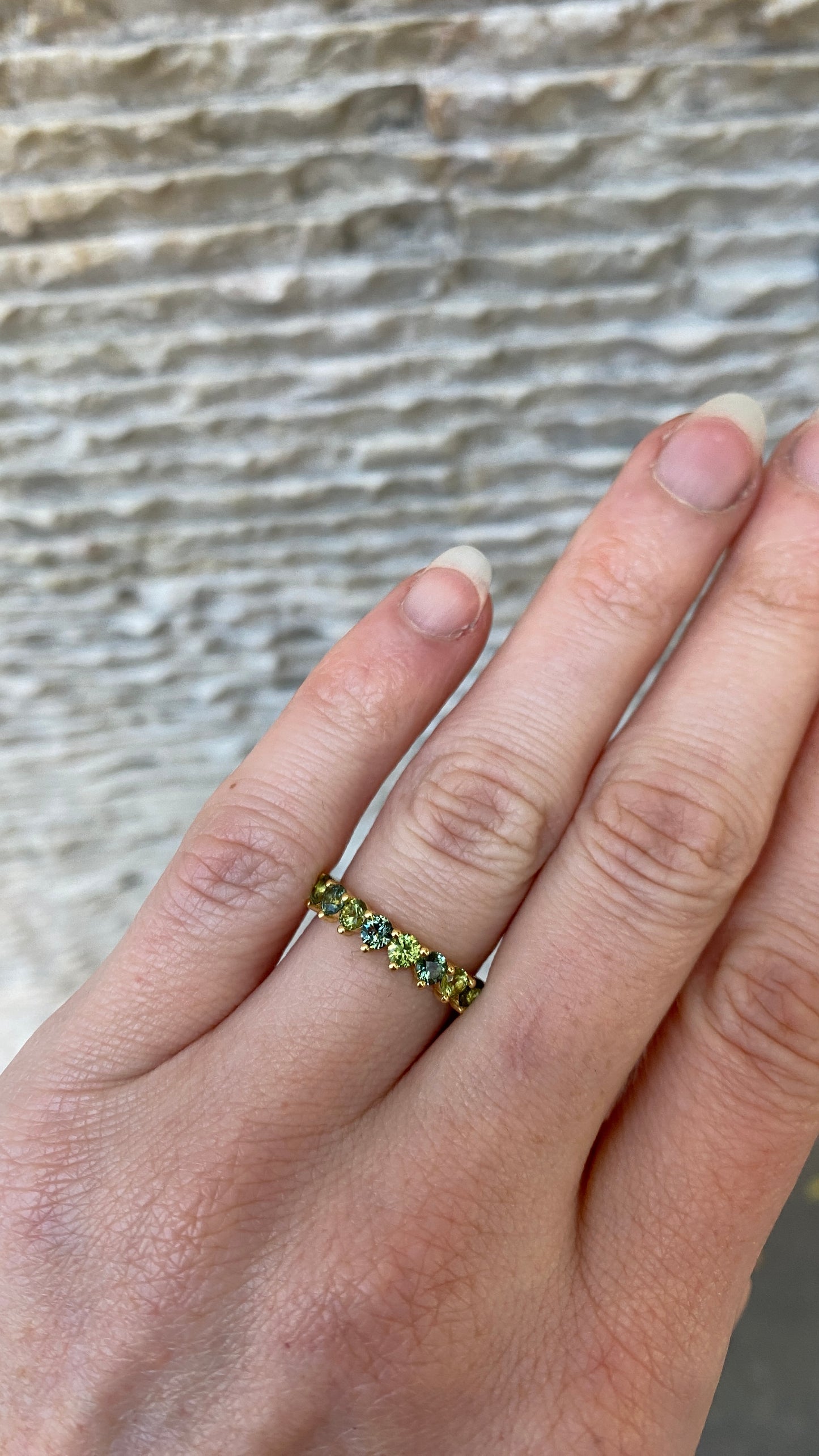 Genevieve Band 3mm Green Sapphires
