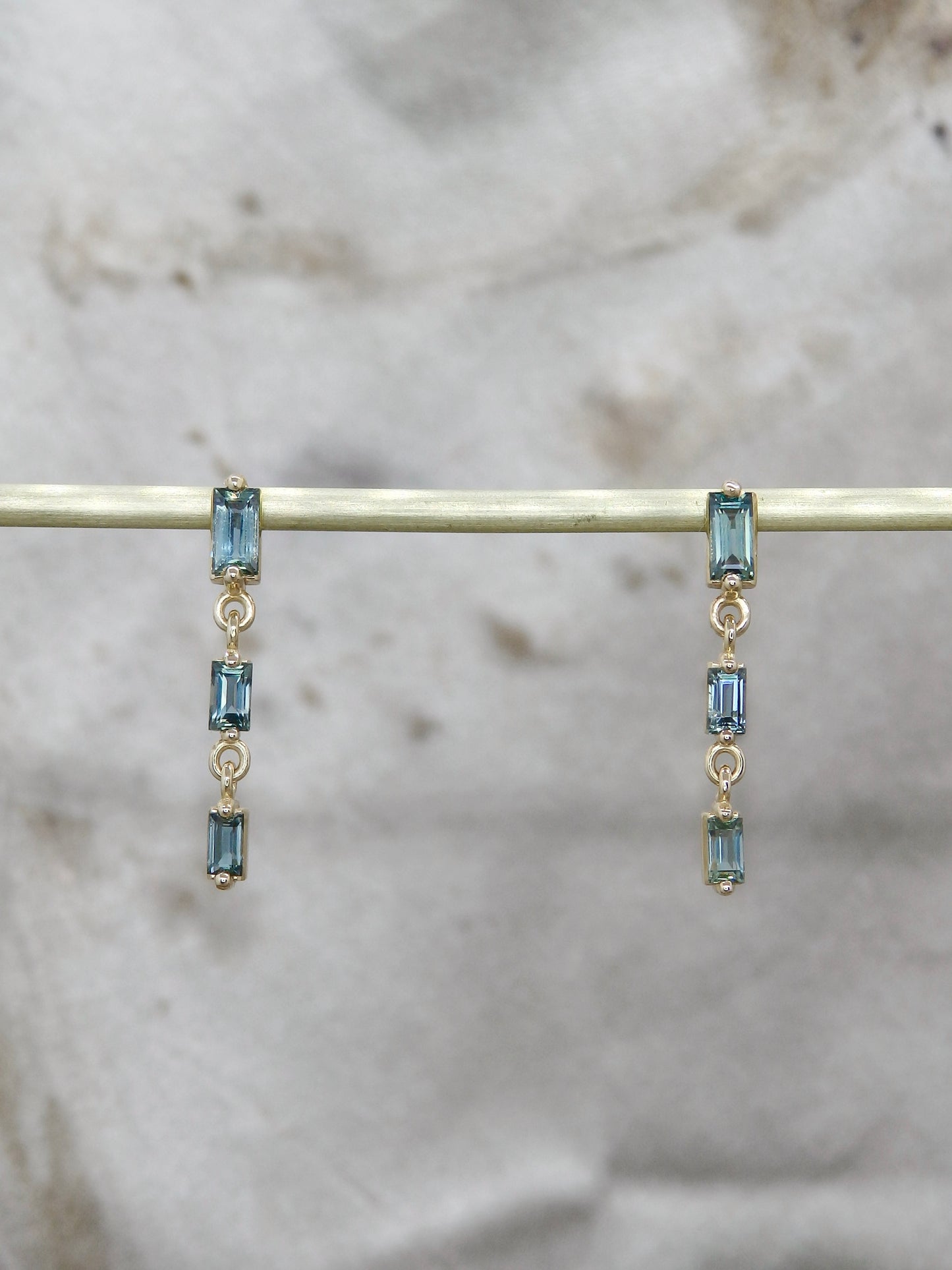 Pylon Baguette Sapphire Earrings