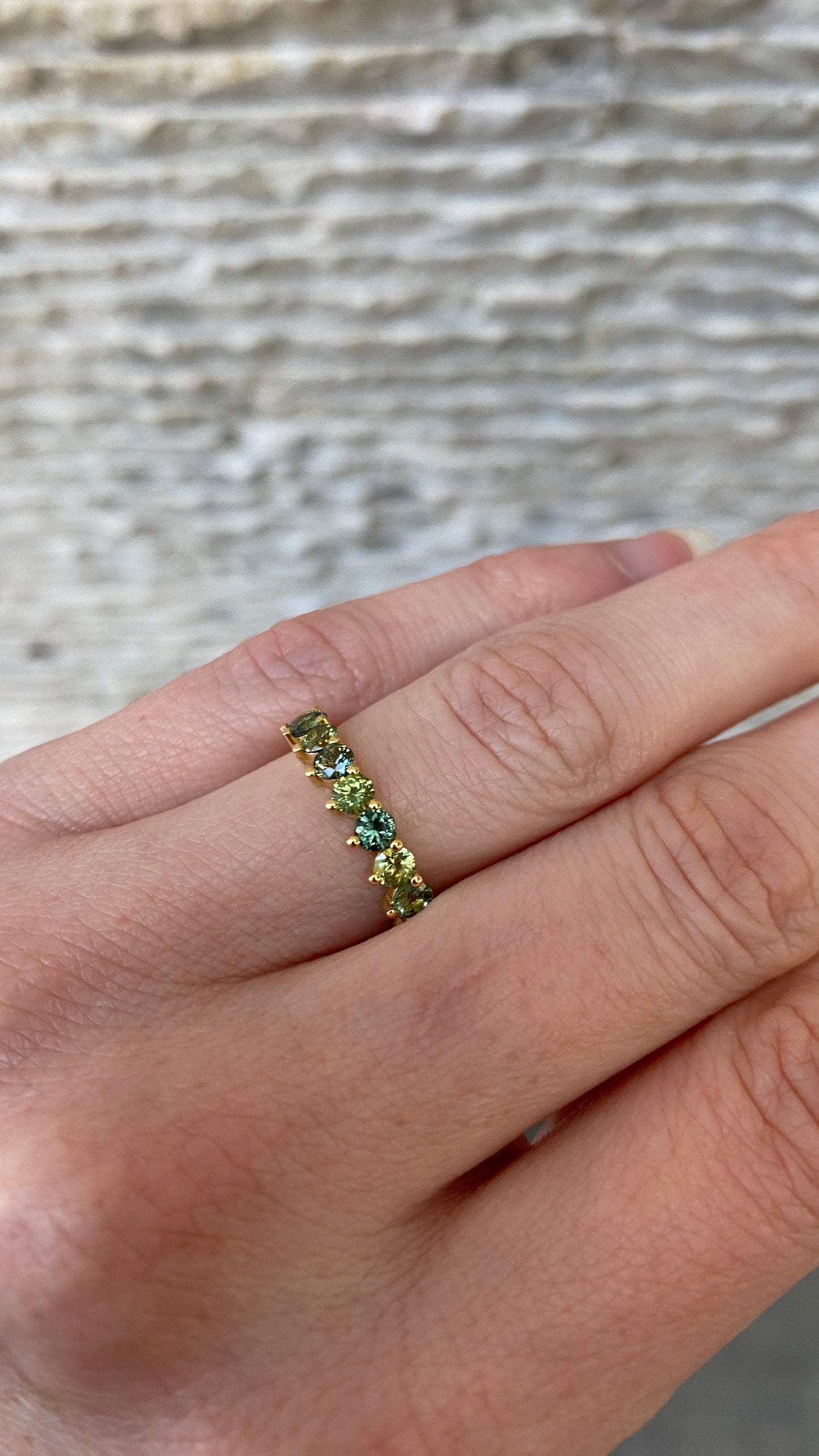 Genevieve Band 3mm Green Sapphires