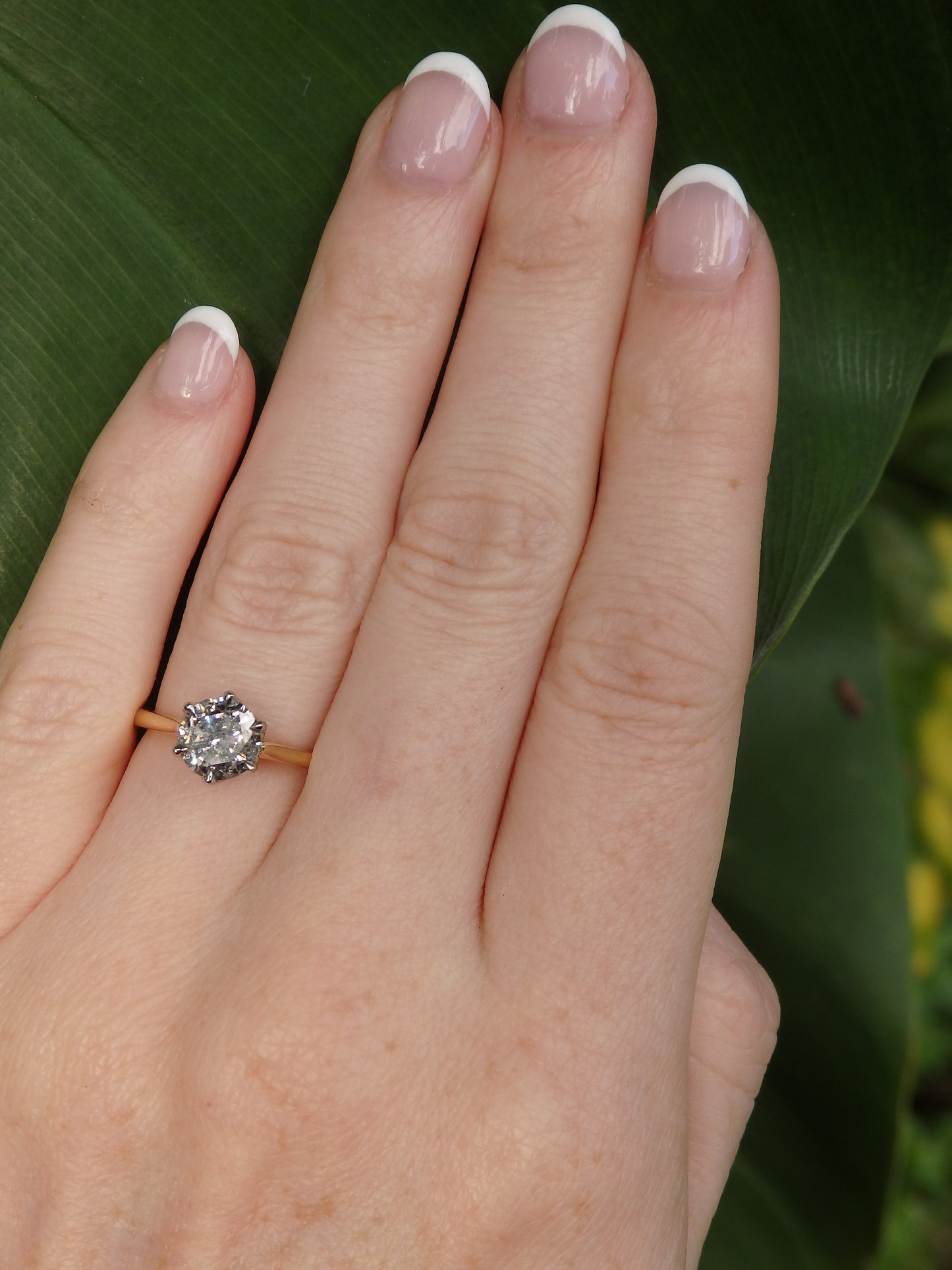 1.45ct Cut Salt & Pepper Diamond Lotus Solitaire Engagement Ring