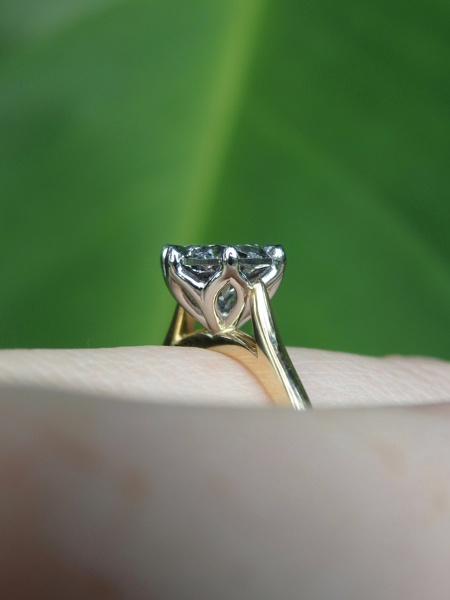 1.45ct Cut Salt & Pepper Diamond Lotus Solitaire Engagement Ring