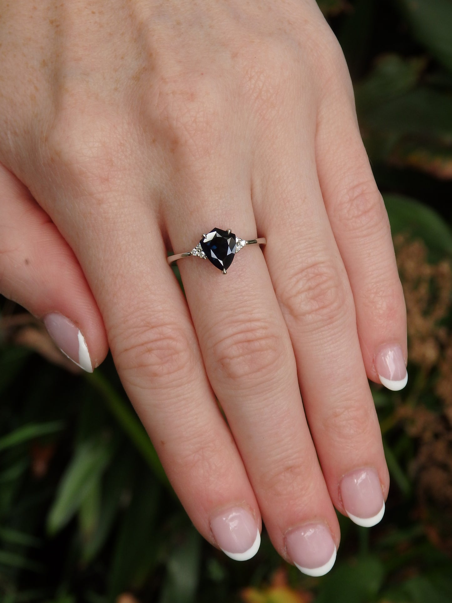 Shield Cut Australian Sapphire & Diamond Dress Ring