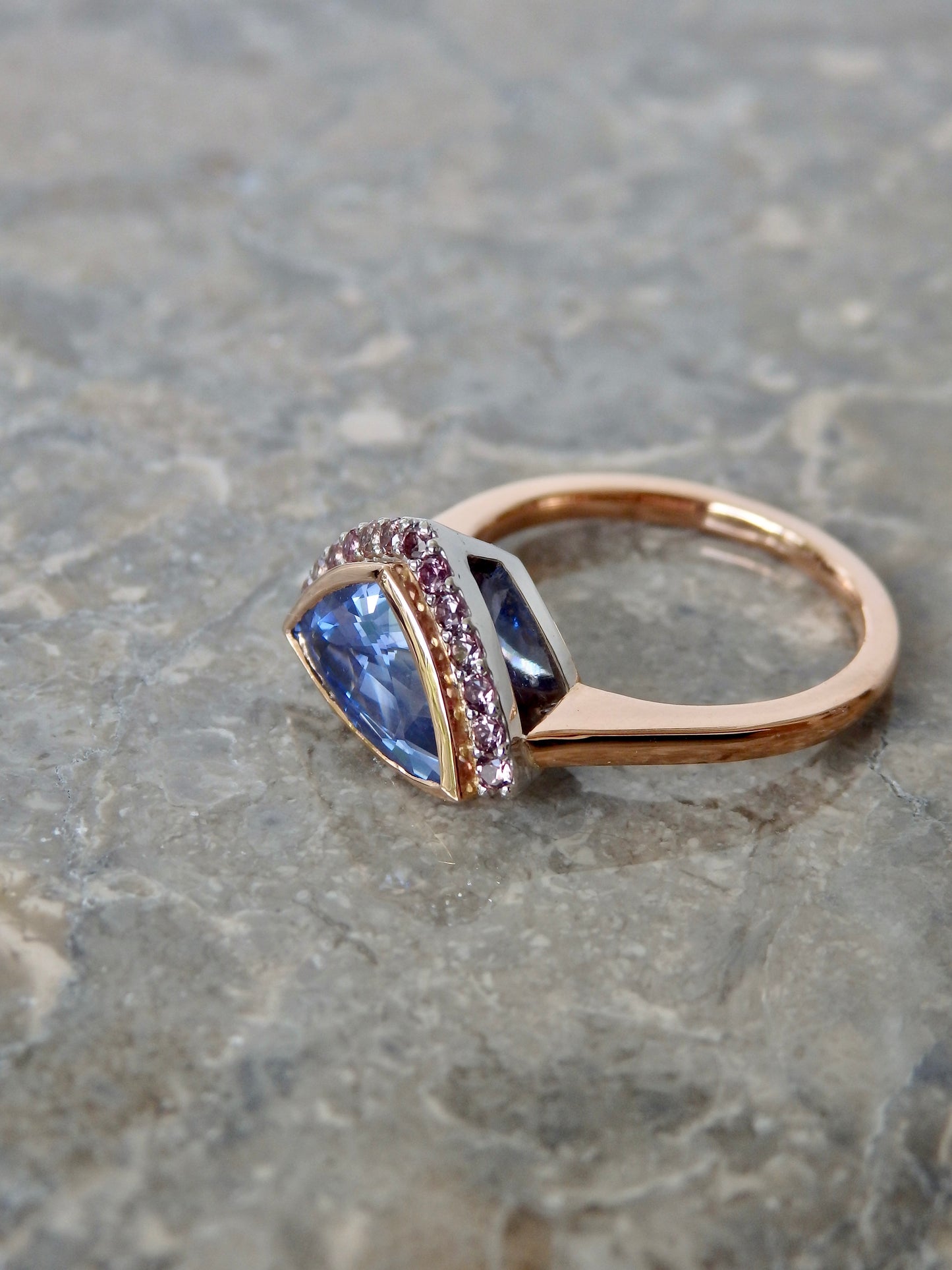 "Harmony" 1.98ct Ceylon Sapphire & Dusk Sapphire Half-Halo Engagement Ring