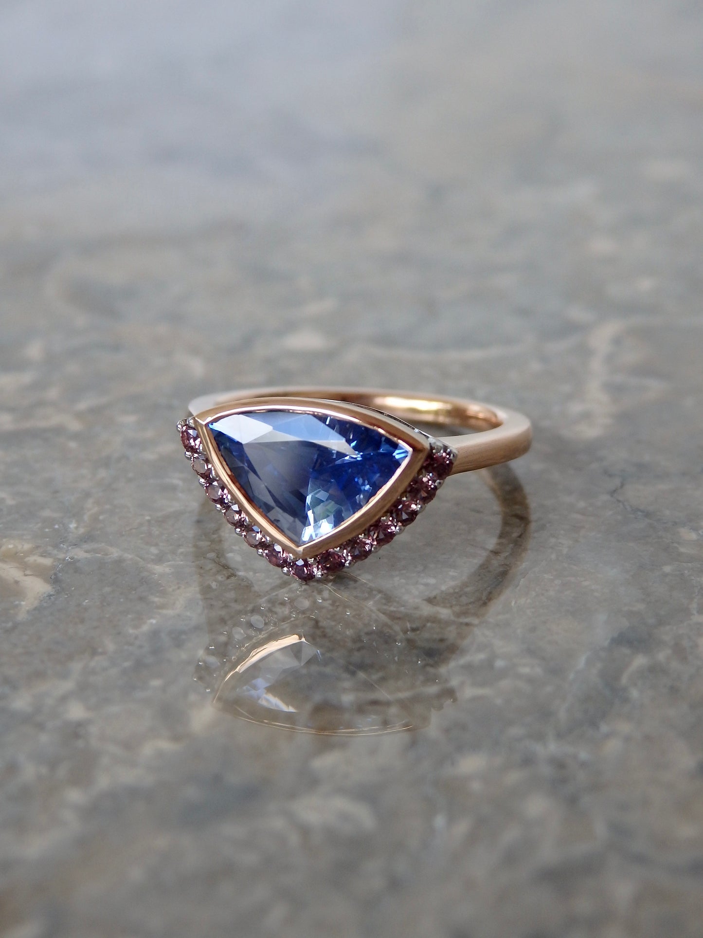 "Harmony" 1.98ct Ceylon Sapphire & Dusk Sapphire Half-Halo Engagement Ring