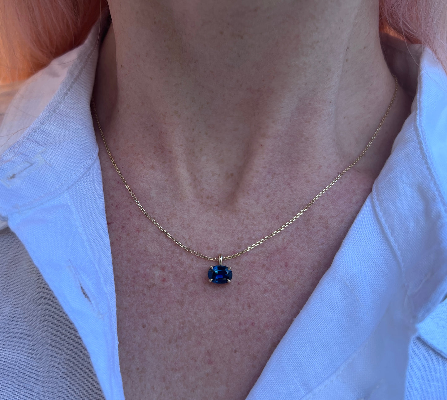 Phi Pendant - 1.56ct Unheated Blue Parti Australian Sapphire