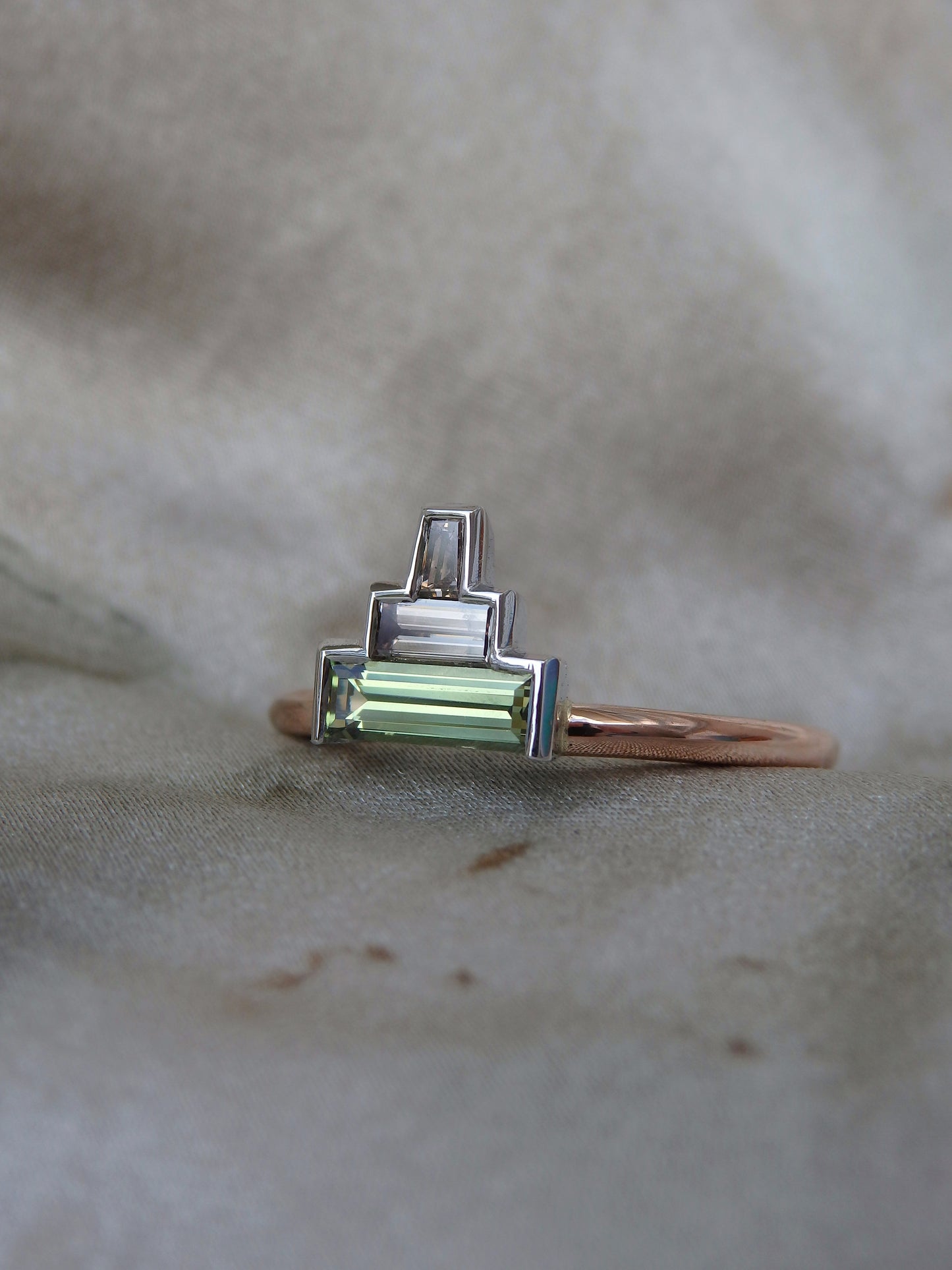 Stack Trio - Australian Sapphire & Argyle Diamond Low Profile Stacker