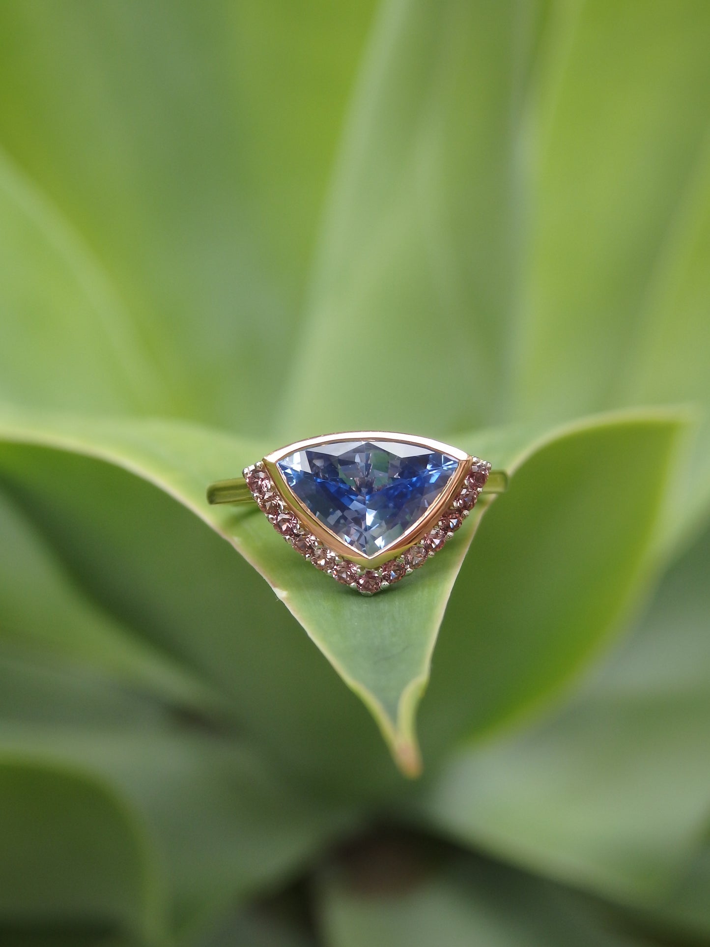 "Harmony" 1.98ct Ceylon Sapphire & Dusk Sapphire Half-Halo Engagement Ring