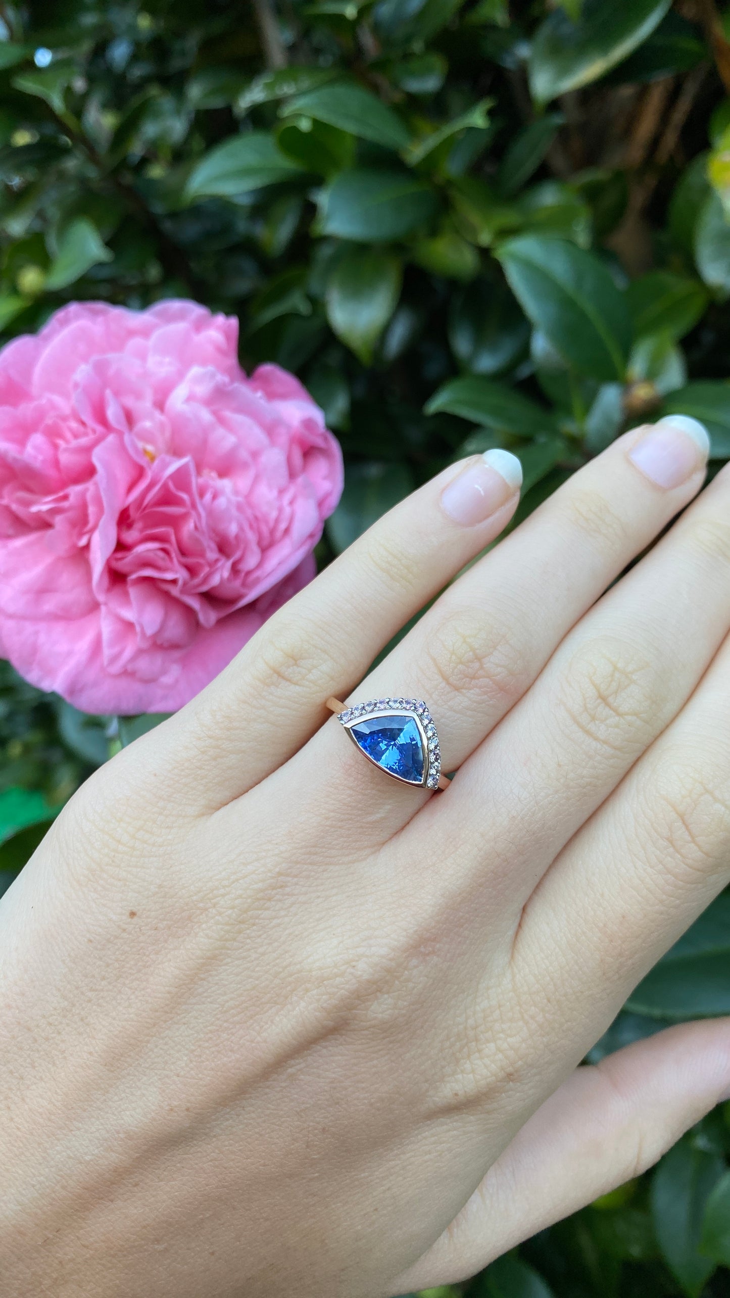 "Harmony" 1.98ct Ceylon Sapphire & Dusk Sapphire Half-Halo Engagement Ring