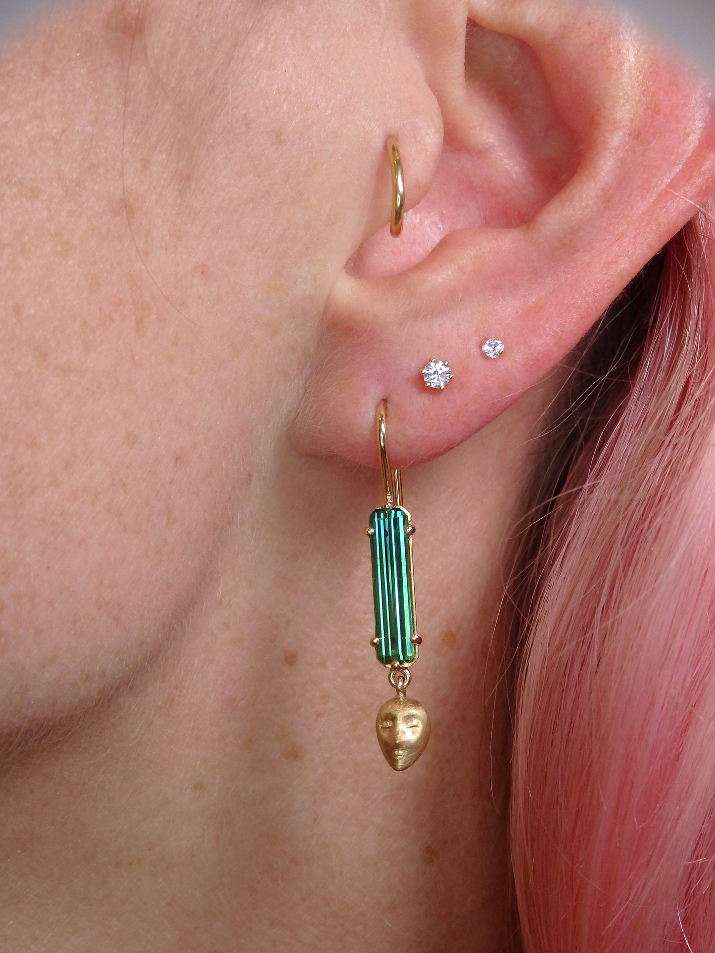 Teal Tourmaline “Julia” Drop Earrings By Hugh Thyregod