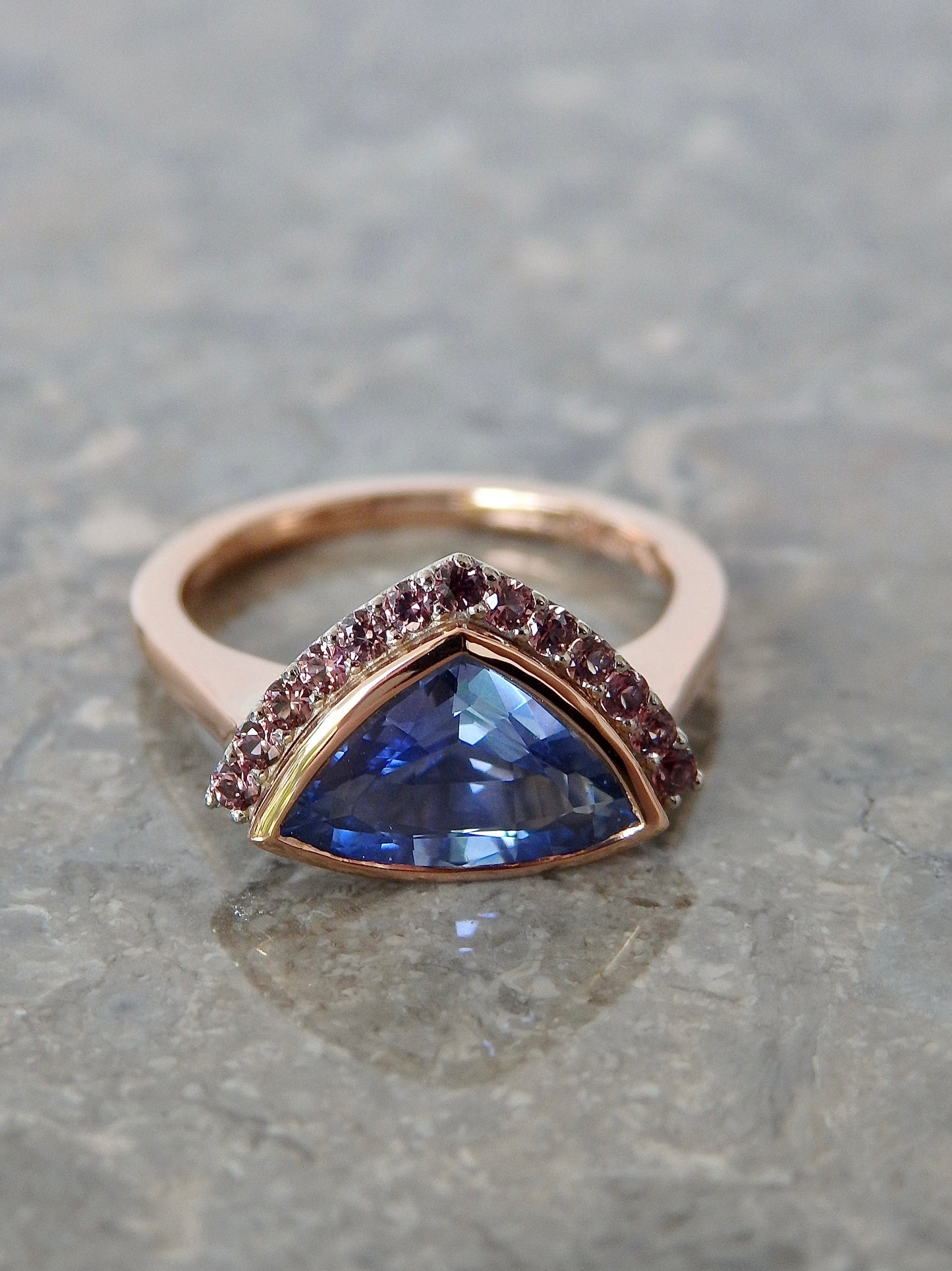 "Harmony" 1.98ct Ceylon Sapphire & Dusk Sapphire Half-Halo Engagement Ring