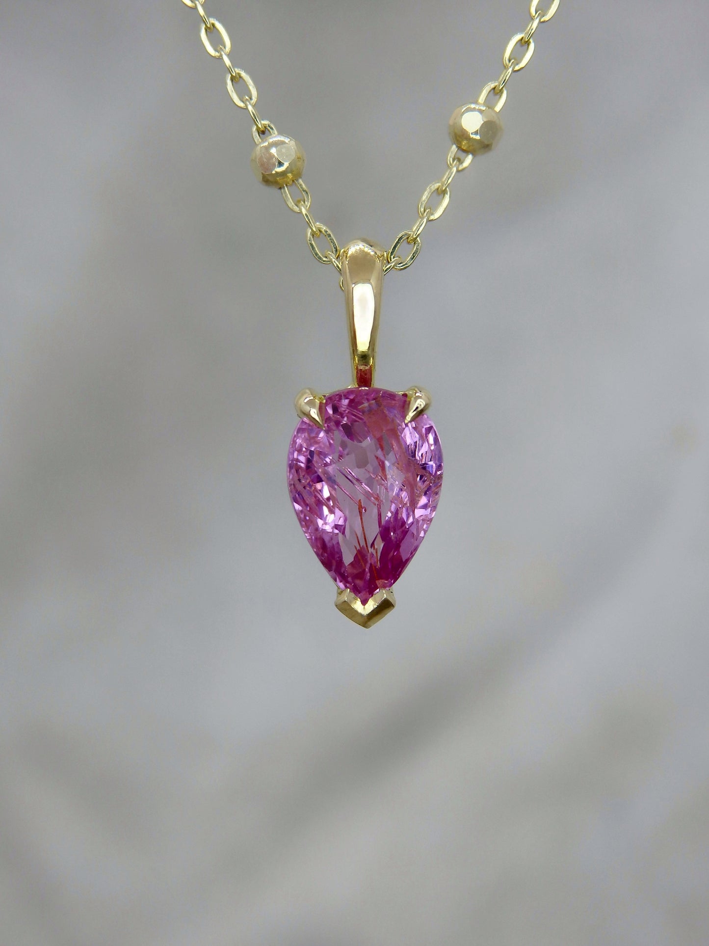 Phi Pendant - Pink Sapphire