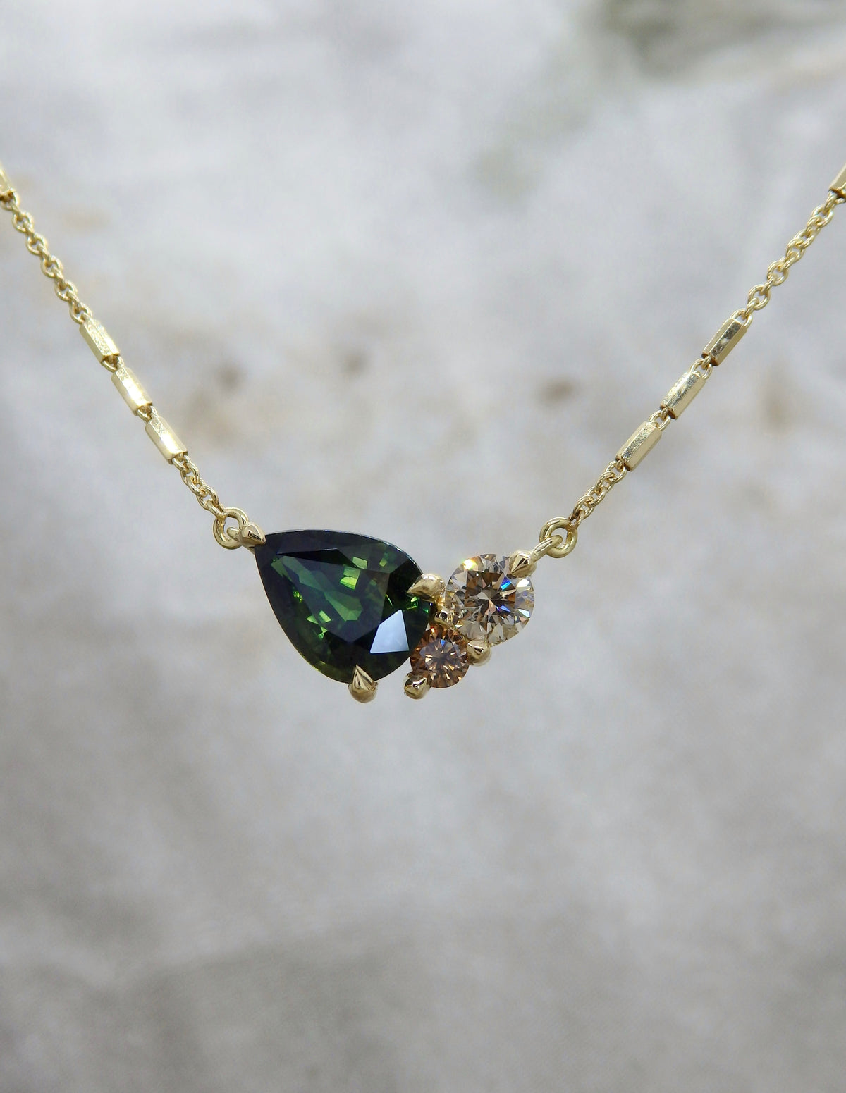 Forest Dweller Pendant - 1.37ct Green Australian Sapphire &amp; Argyle Diamonds