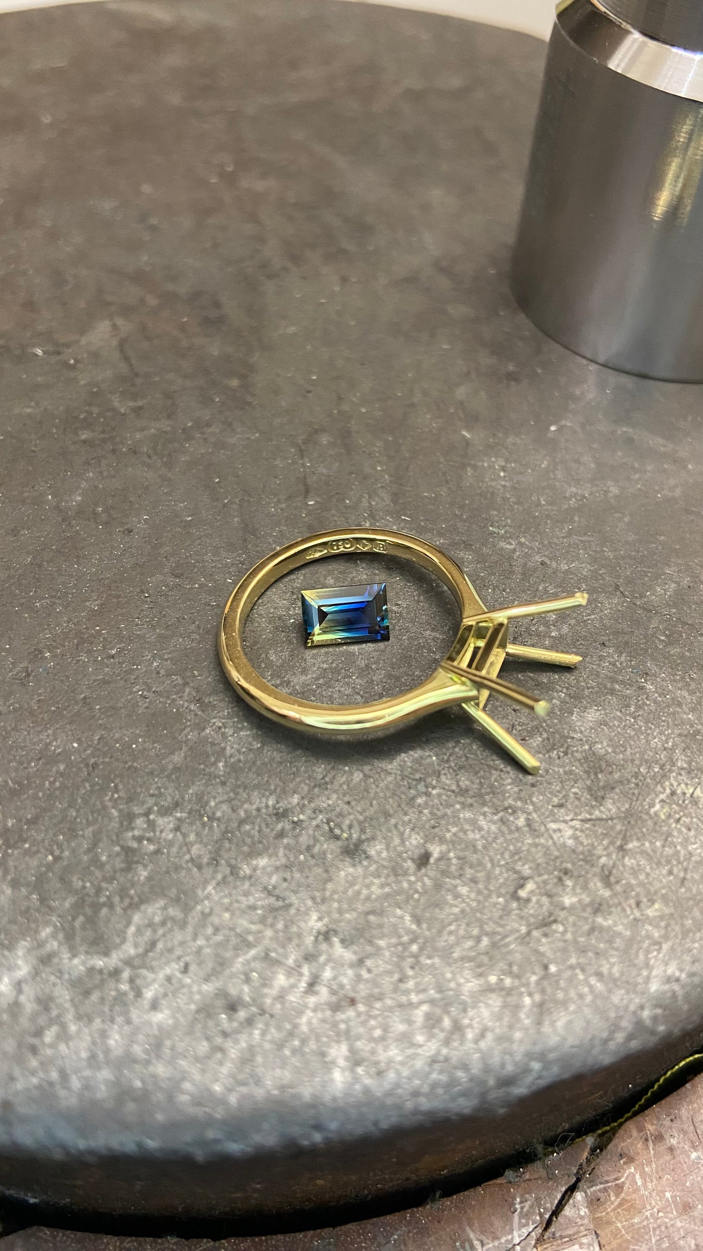 Baguette Parti Sapphire Solitaire Engagement Ring