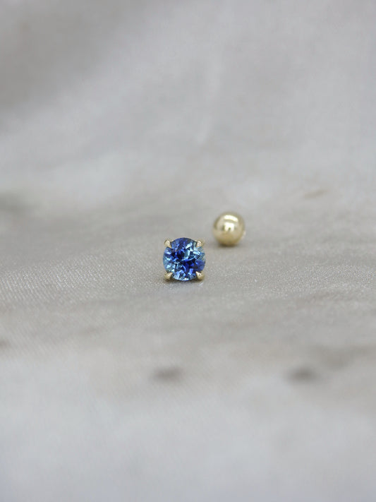 Parti Sapphire Ball-Back Threaded Stud