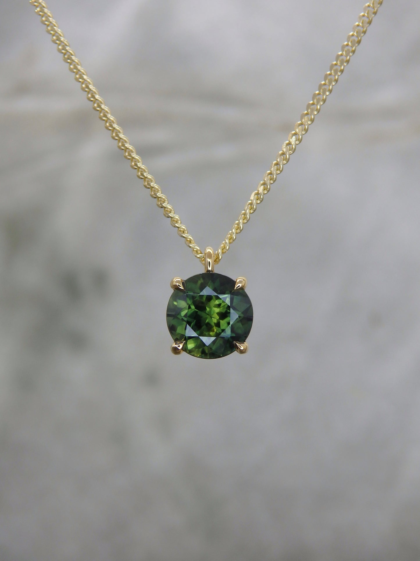 Round “Phi” Green Australian Sapphire Necklace