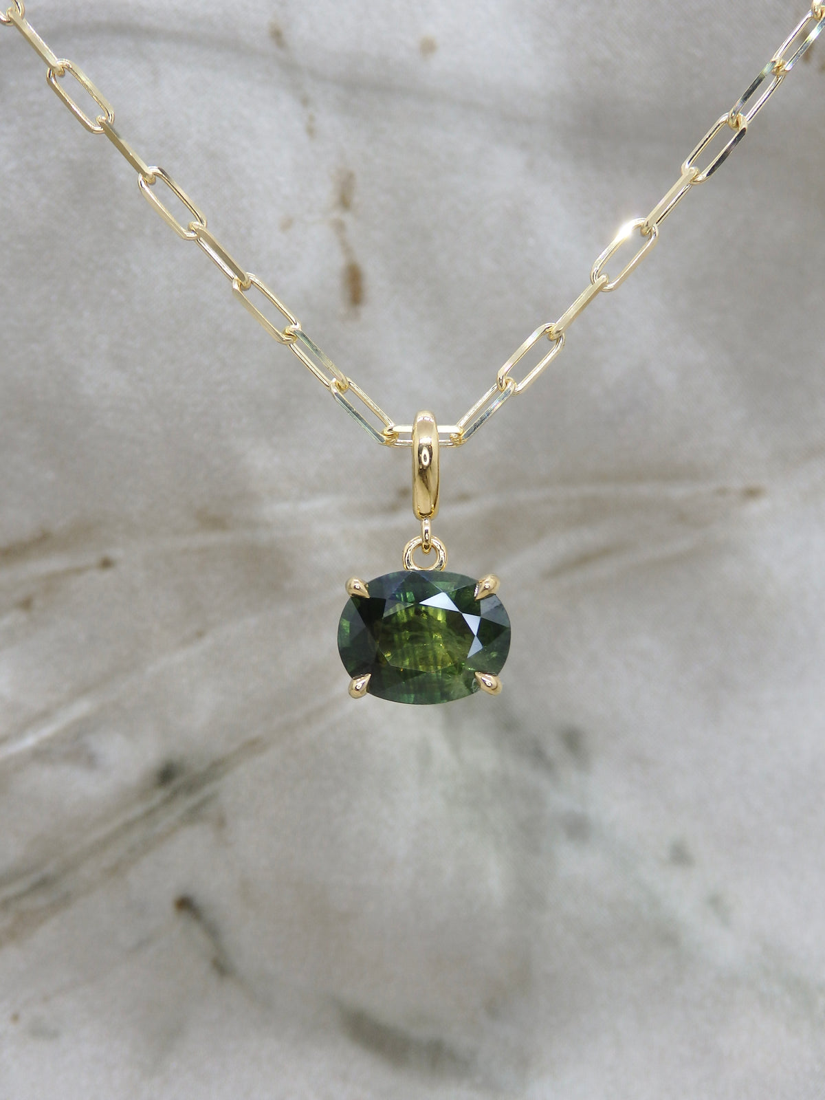 2.73ct Striped Green Sapphire East-West Pendant