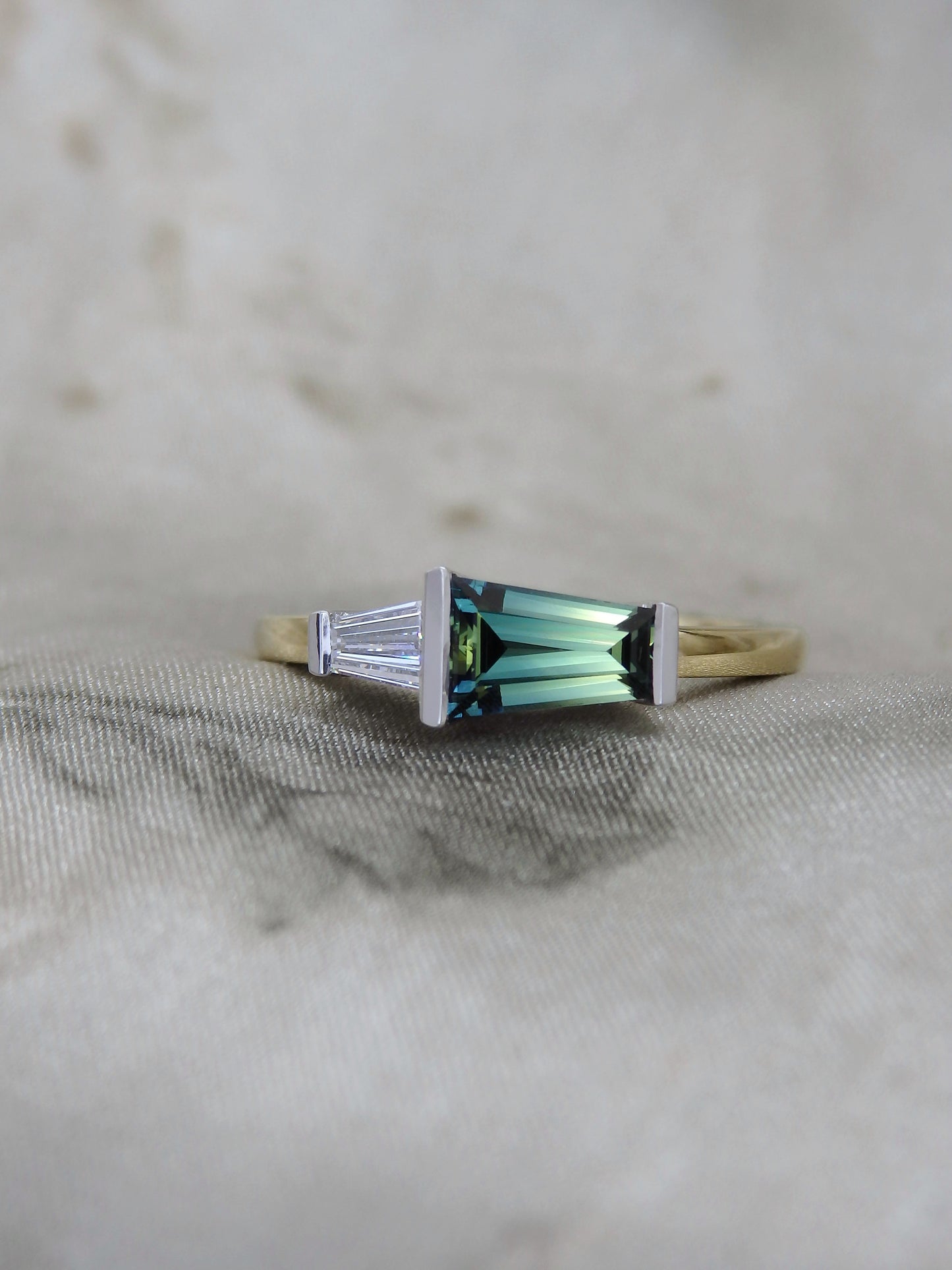 Teal Tapered Baguette Australian Sapphire Duet