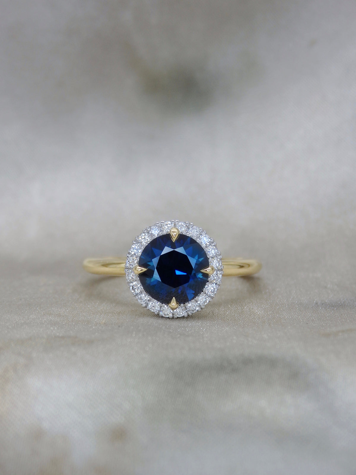 Bombora 1.49ct Blue Australian Sapphire Halo Engagement Ring