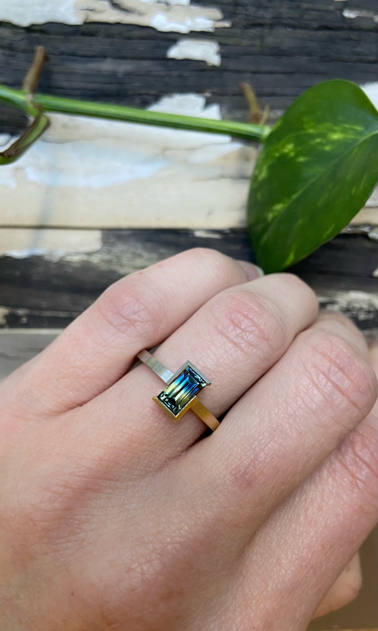 Aurora Bi-Colour Australian Parti Sapphire Engagement Ring