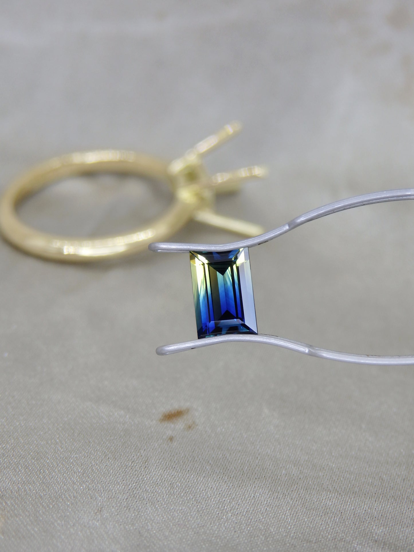 Baguette Parti Sapphire Solitaire Engagement Ring