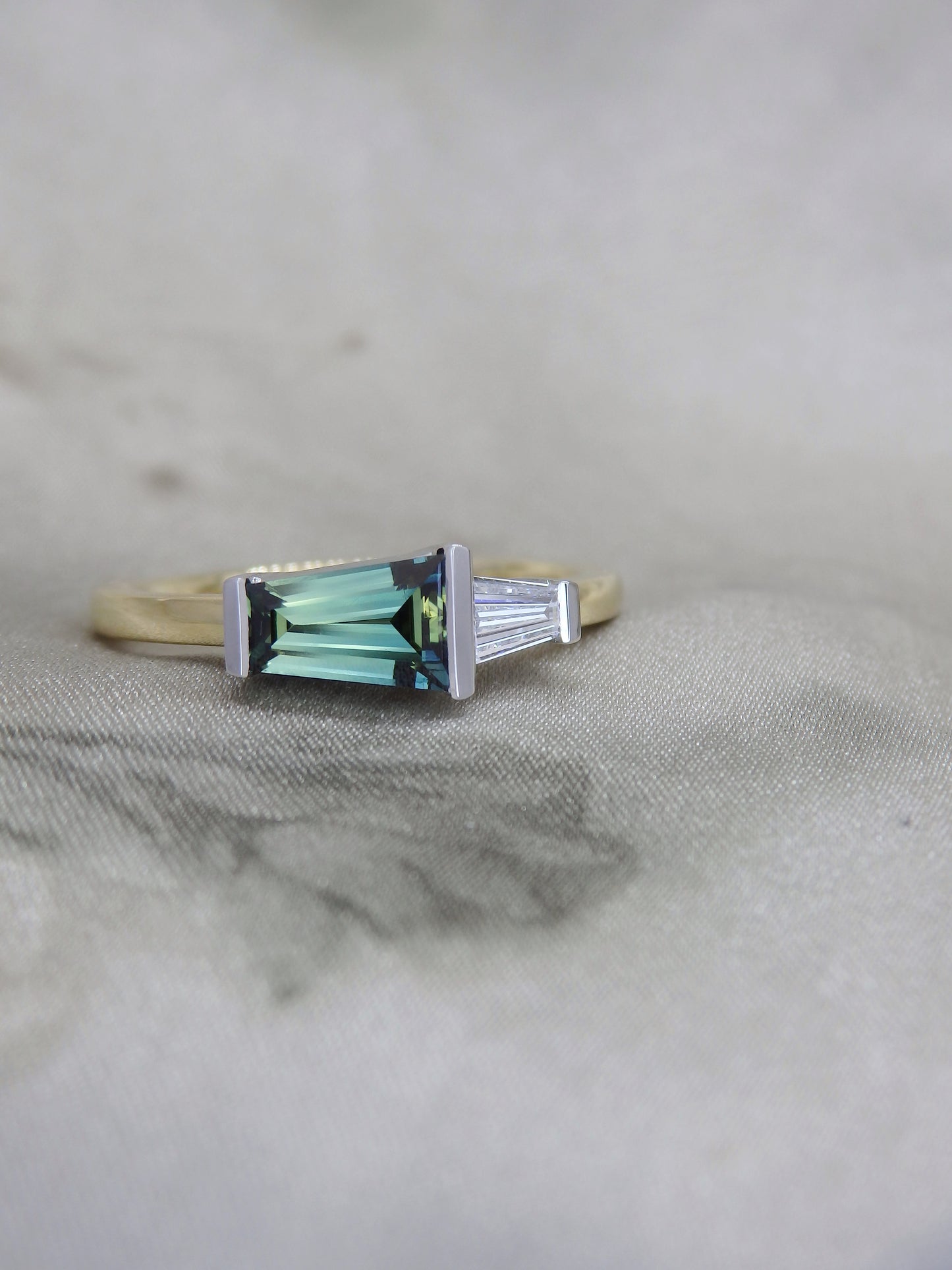 Teal Tapered Baguette Australian Sapphire Duet