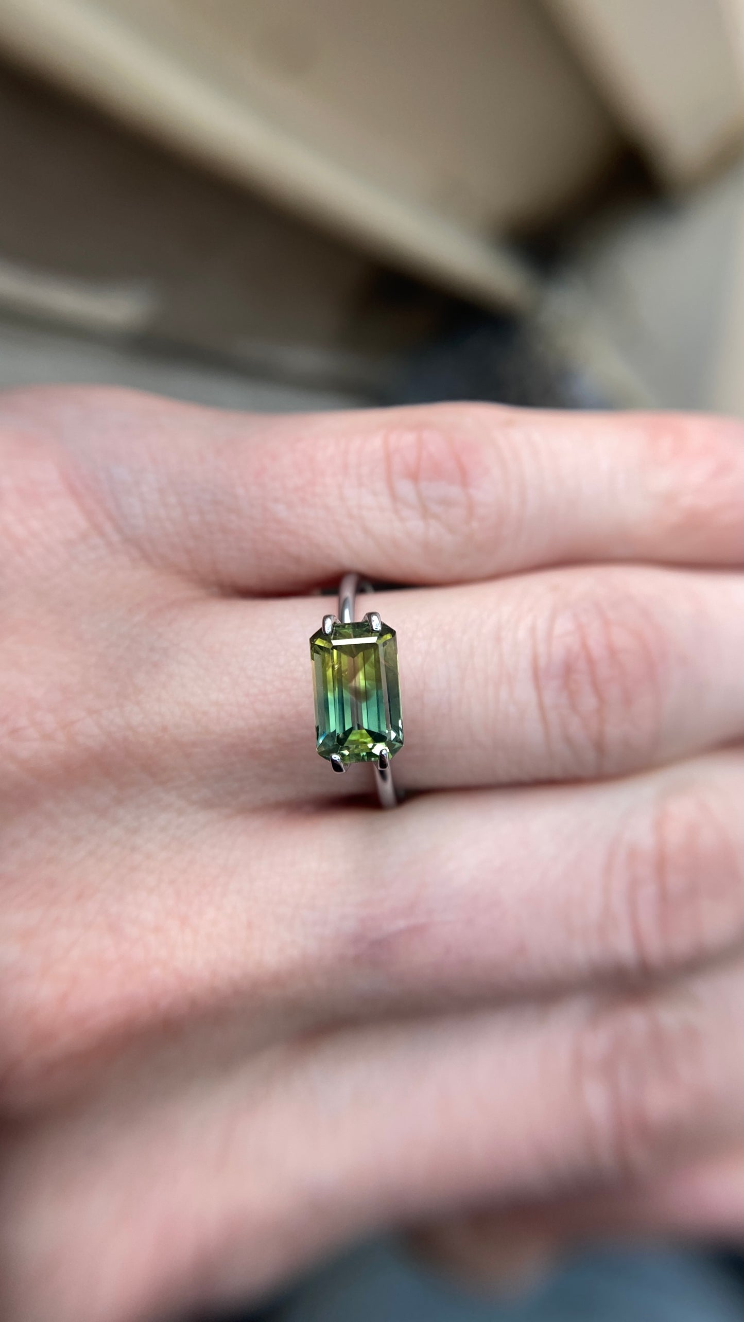 “Bermuda” 2.72ct Emerald Cut Bi-Colour Australian Sapphire Ring