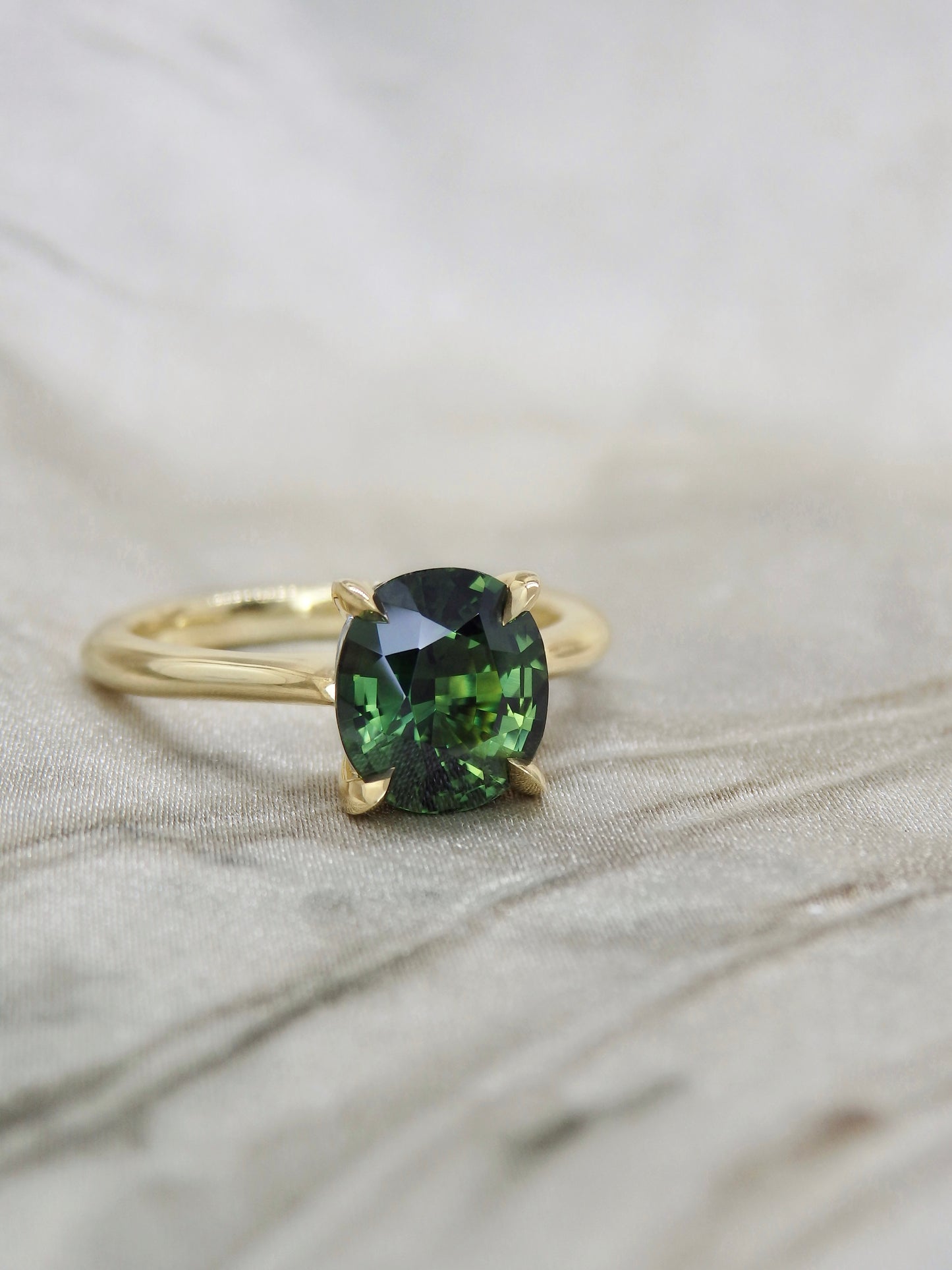 Adelina 2.30ct Unheated Green Australian Sapphire Engagement Ring