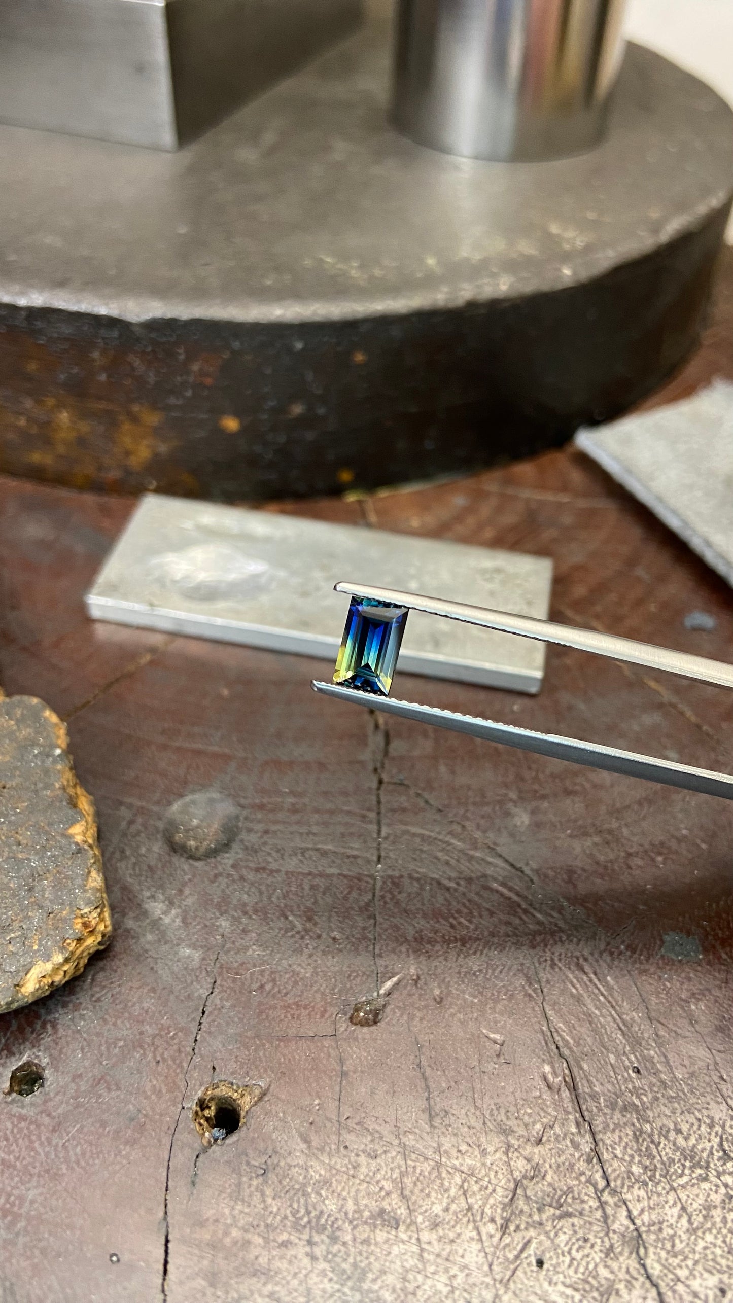 Baguette Parti Sapphire Solitaire Engagement Ring