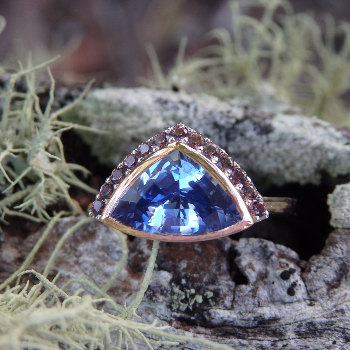 &quot;Harmony&quot; 1.98ct Ceylon Sapphire &amp; Dusk Sapphire Half-Halo Engagement Ring