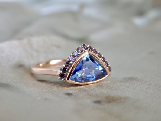 "Harmony" 1.98ct Ceylon Sapphire & Dusk Sapphire Half-Halo Engagement Ring