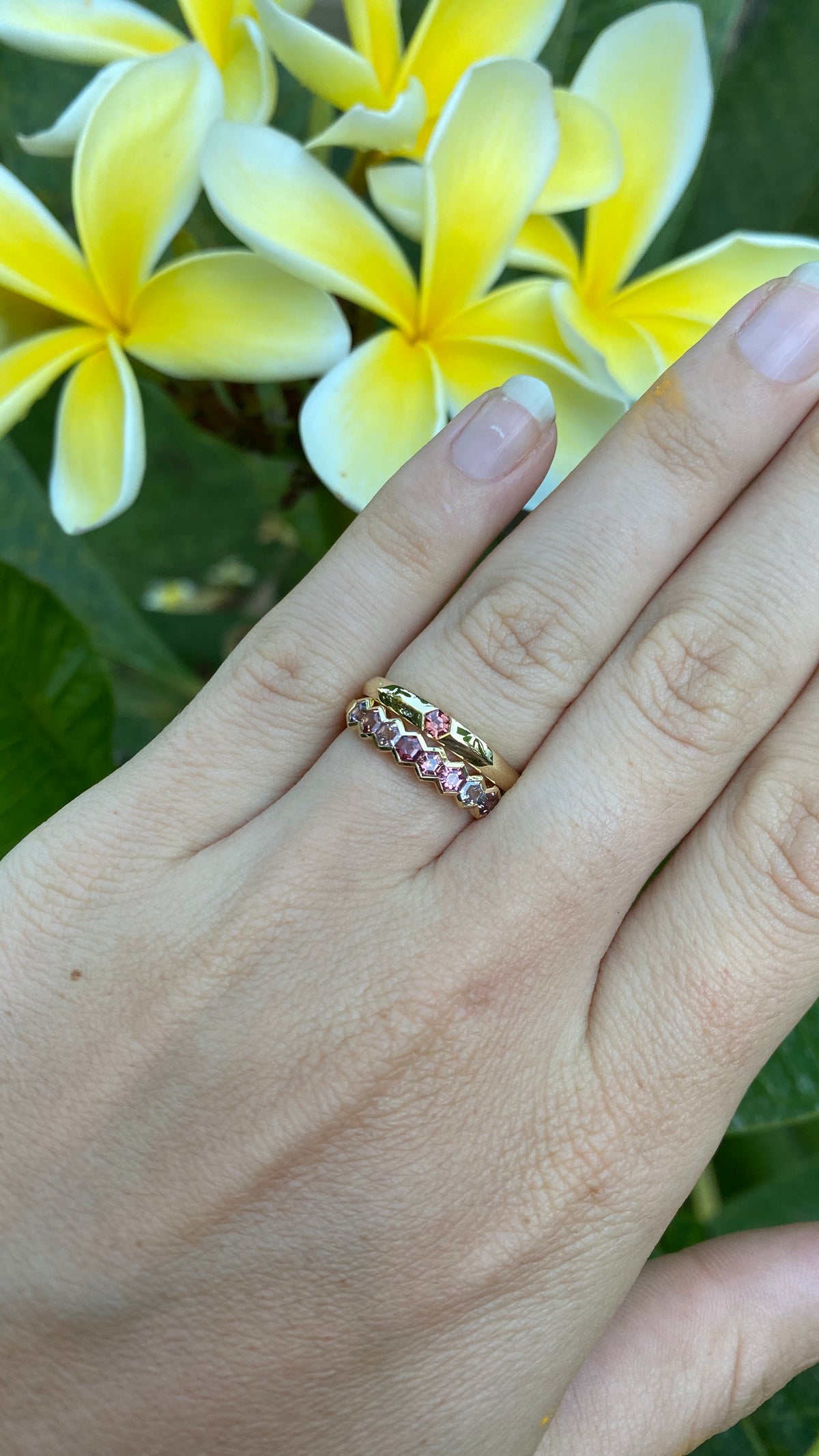 &quot;Summer&quot; Hexagonal Spinel Ring, 18ct gold band