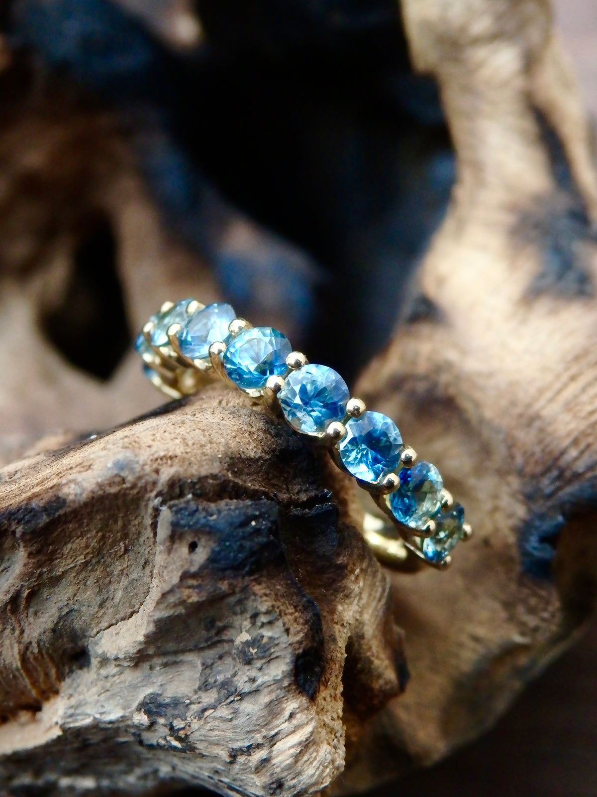 3.25ct Australian Blue Parti Sapphire Eternity Stacker Ring