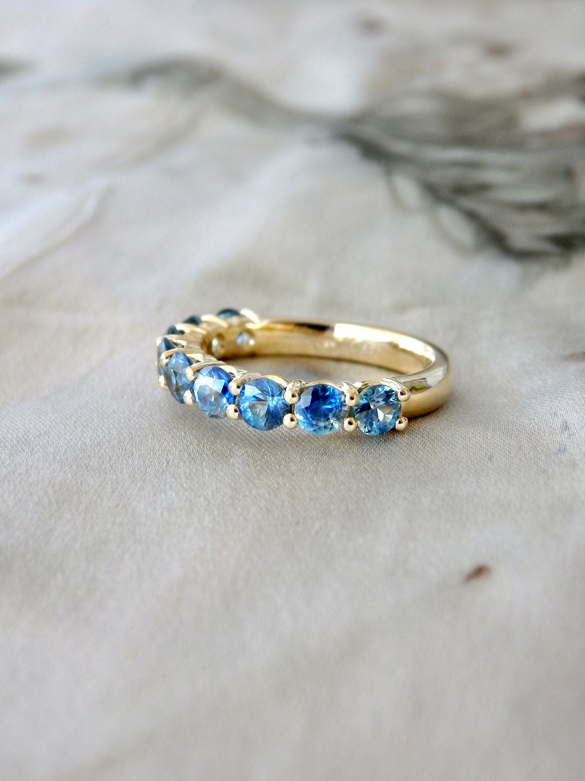 3.25ct Australian Blue Parti Sapphire Eternity Stacker Ring